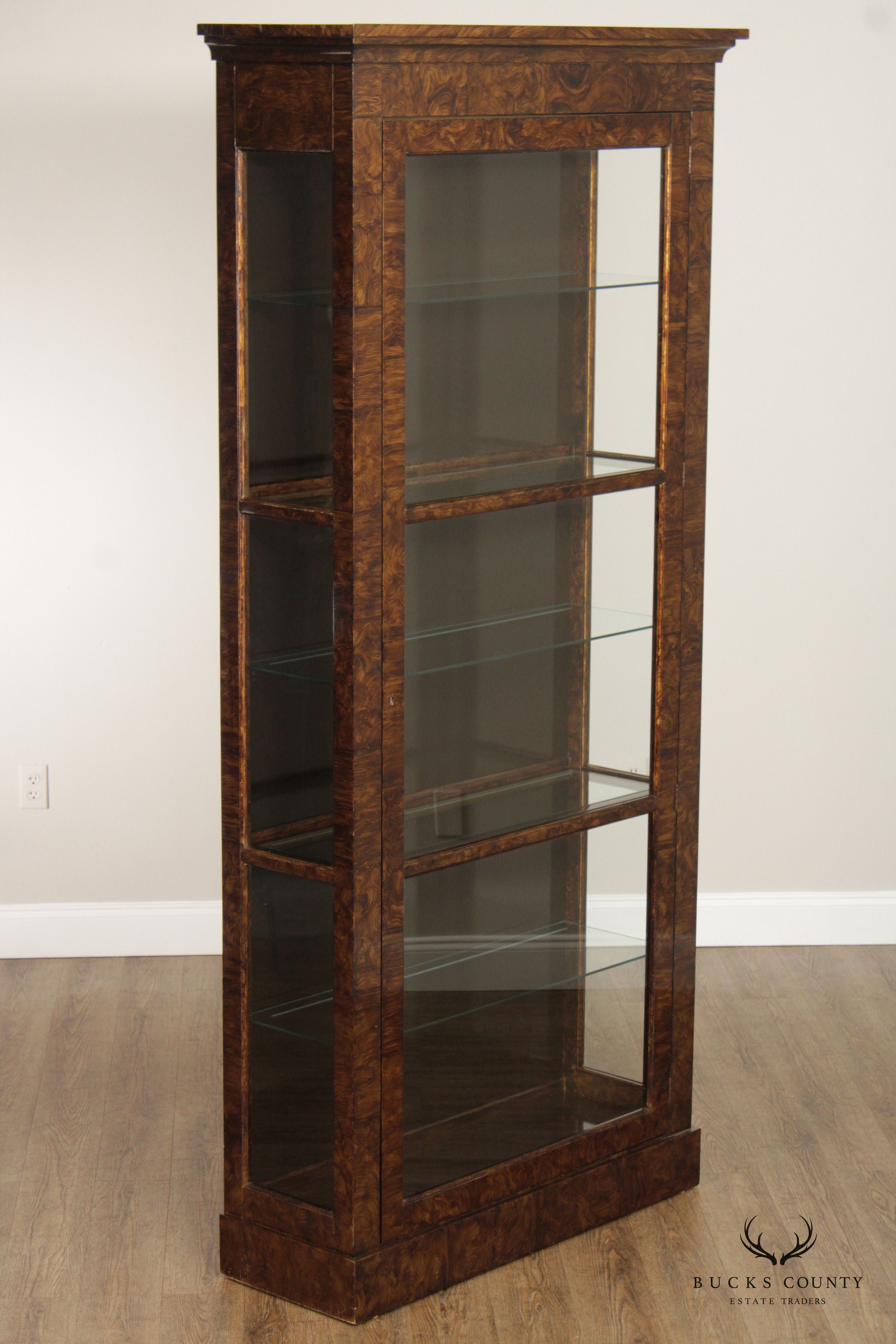 Grain Painted Illuminated Display Cabinet