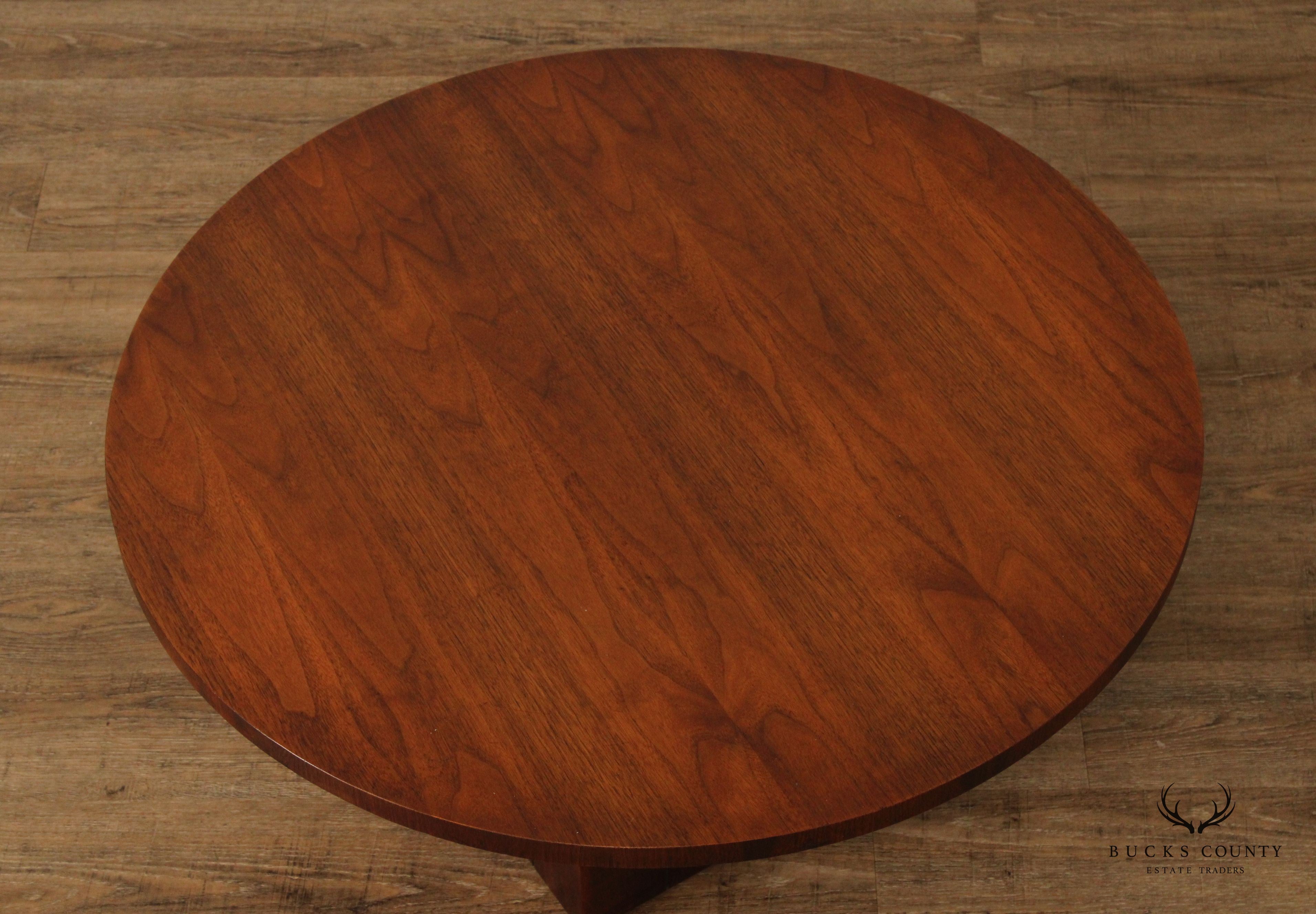 Lane Furniture Mid Century ModernRound Walnut Pedestal Coffee Table