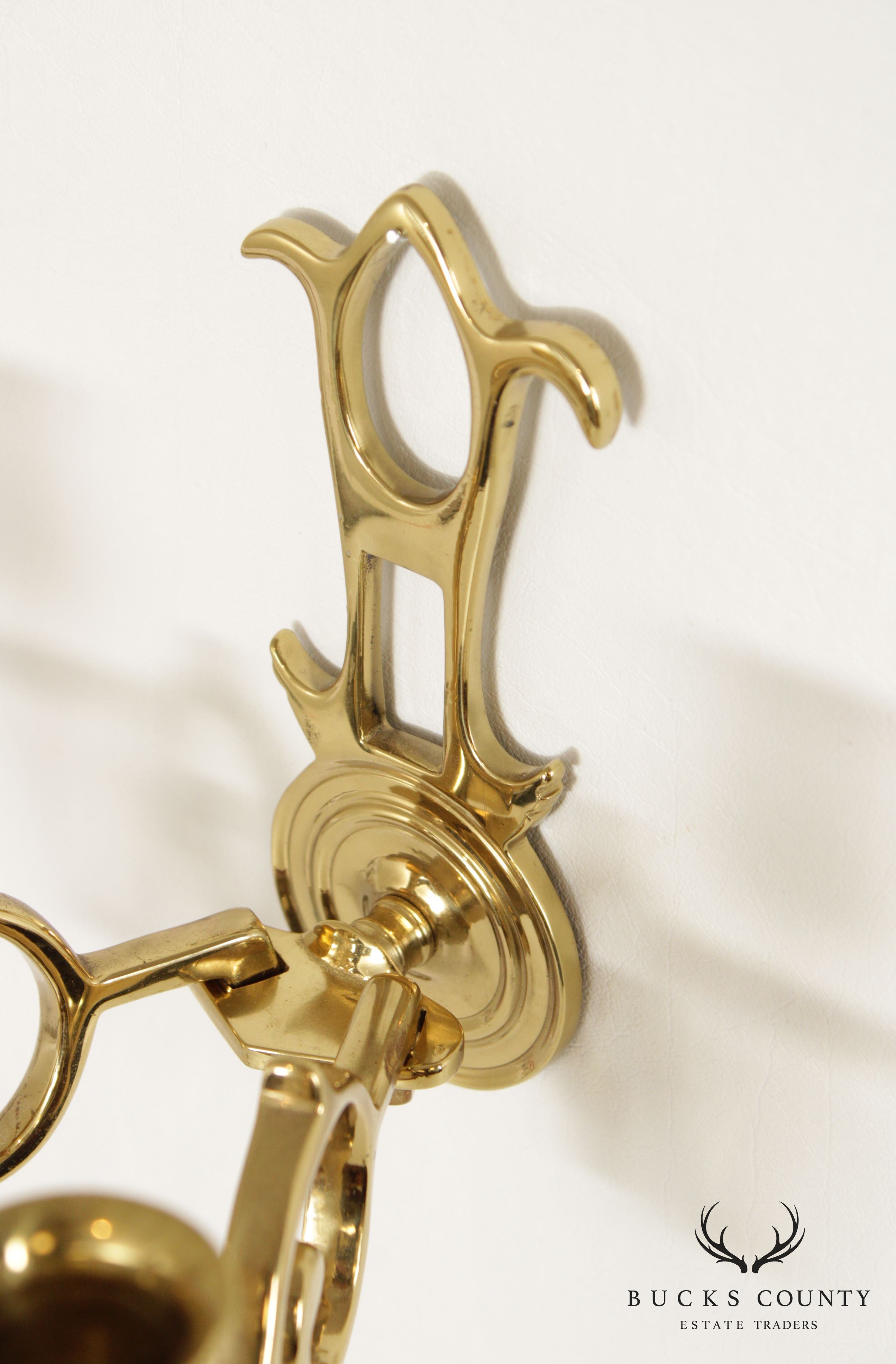 Colonial Williamsburg Virginia Metal Crafters Pair of Brass Candle Wall Sconces