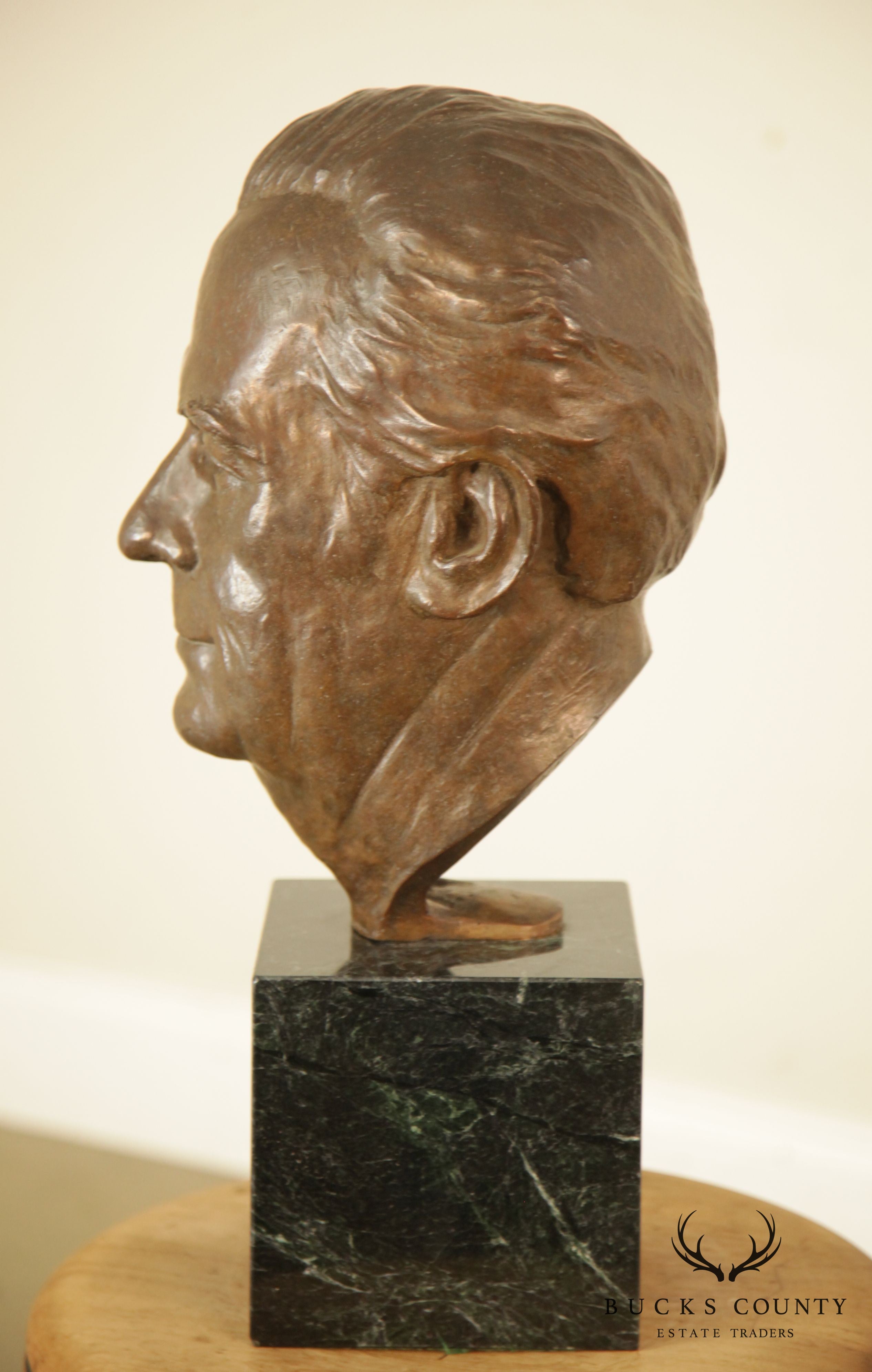 Lawrence Ludtke 1980s Bronze Male Bust Portrait