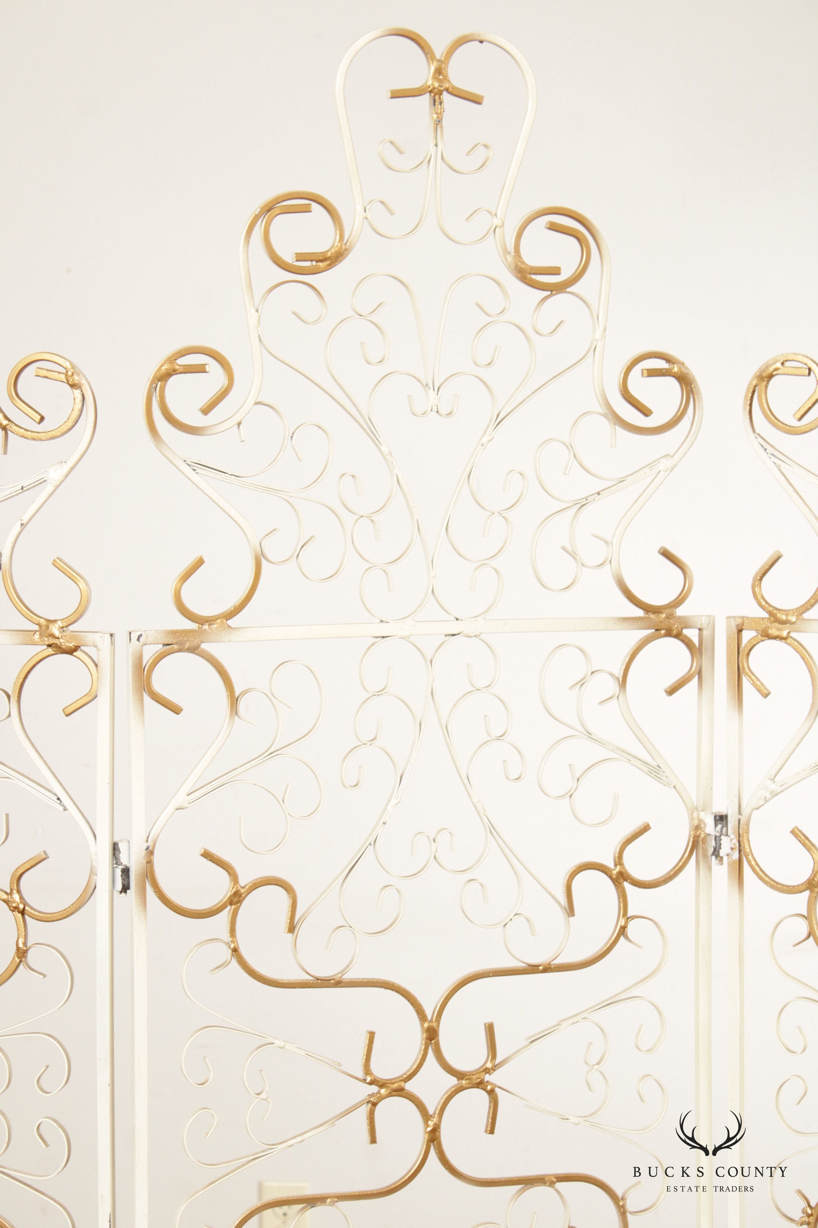 Mid Century Wrought Iron Three-Panel Folding Screen