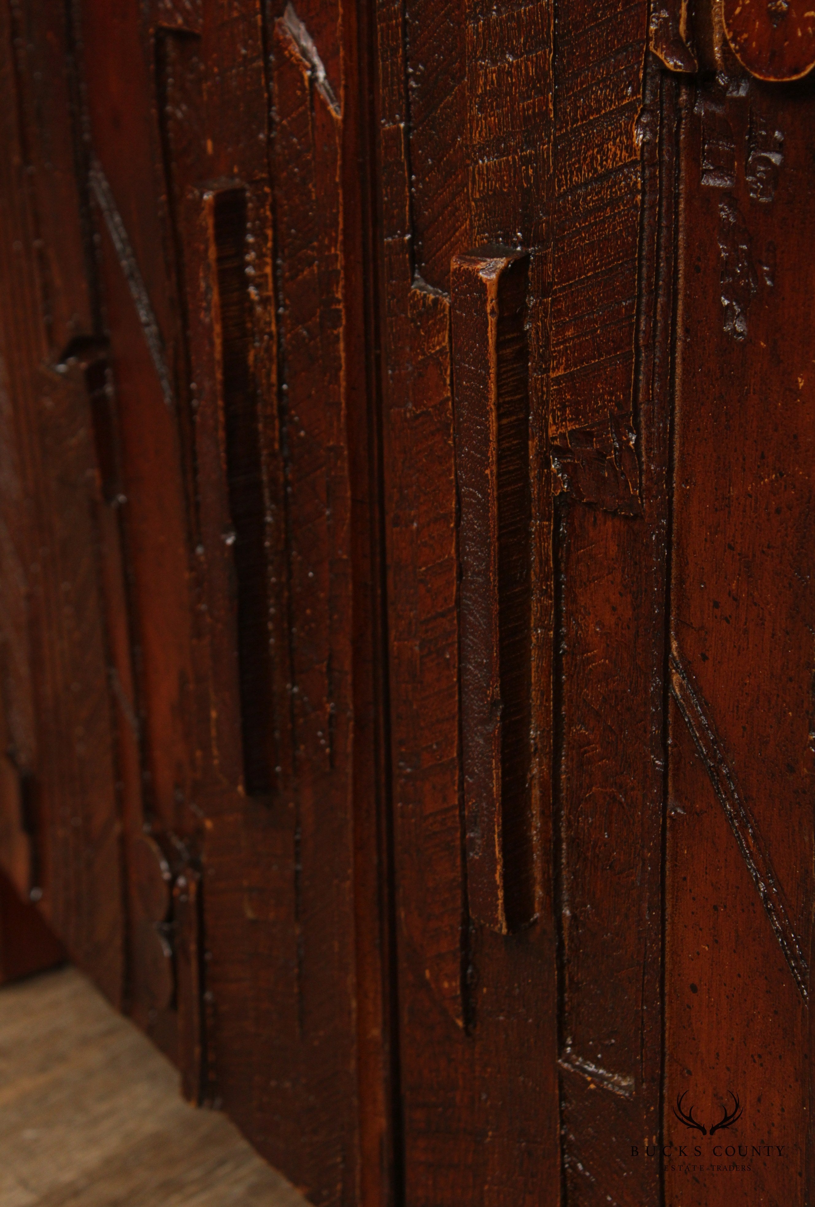 Lane Mid Century Brutalist Pair Pueblo Cabinet  Nightstands