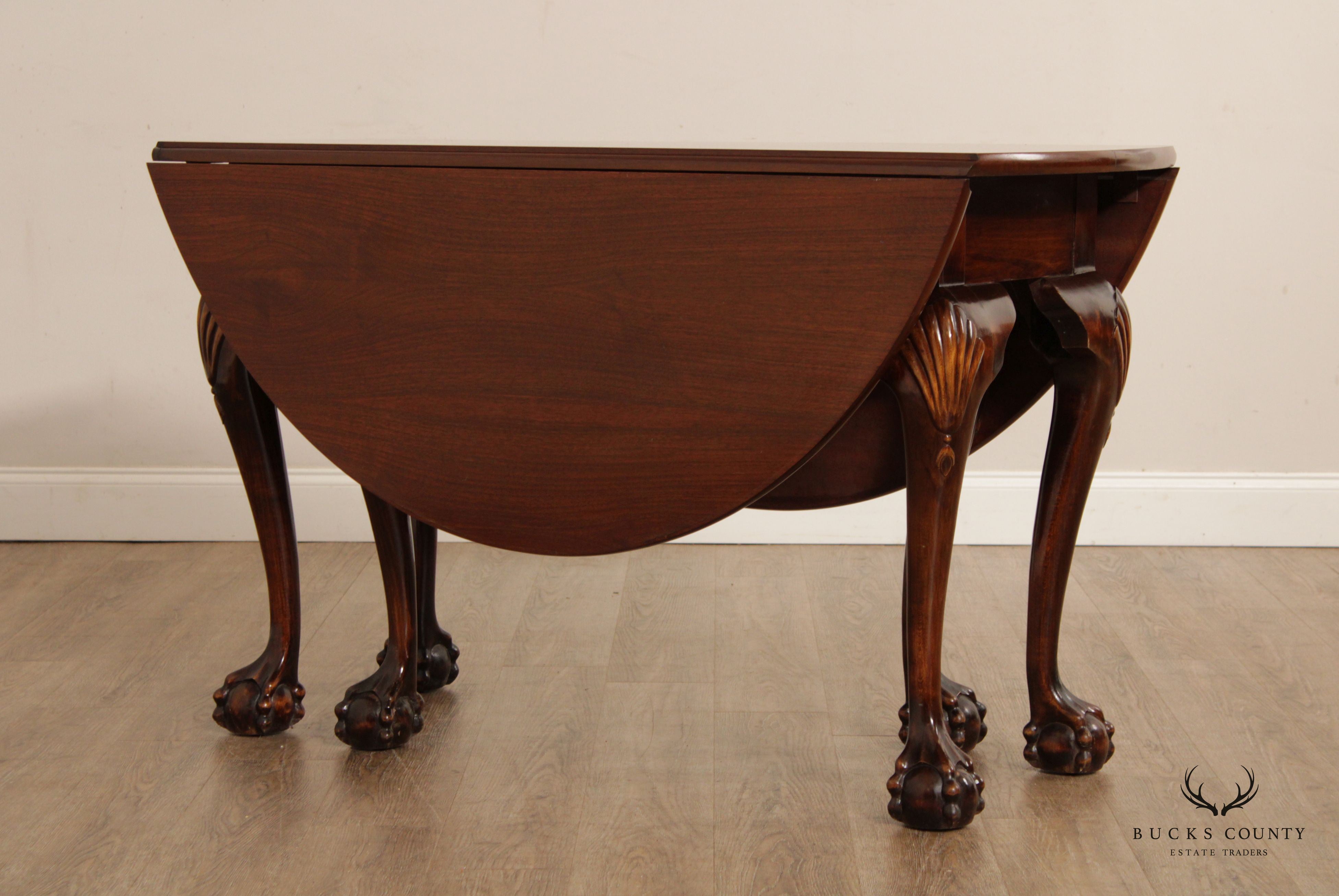 Chippendale Style Carved Mahogany Gate Leg Drop Leaf Table