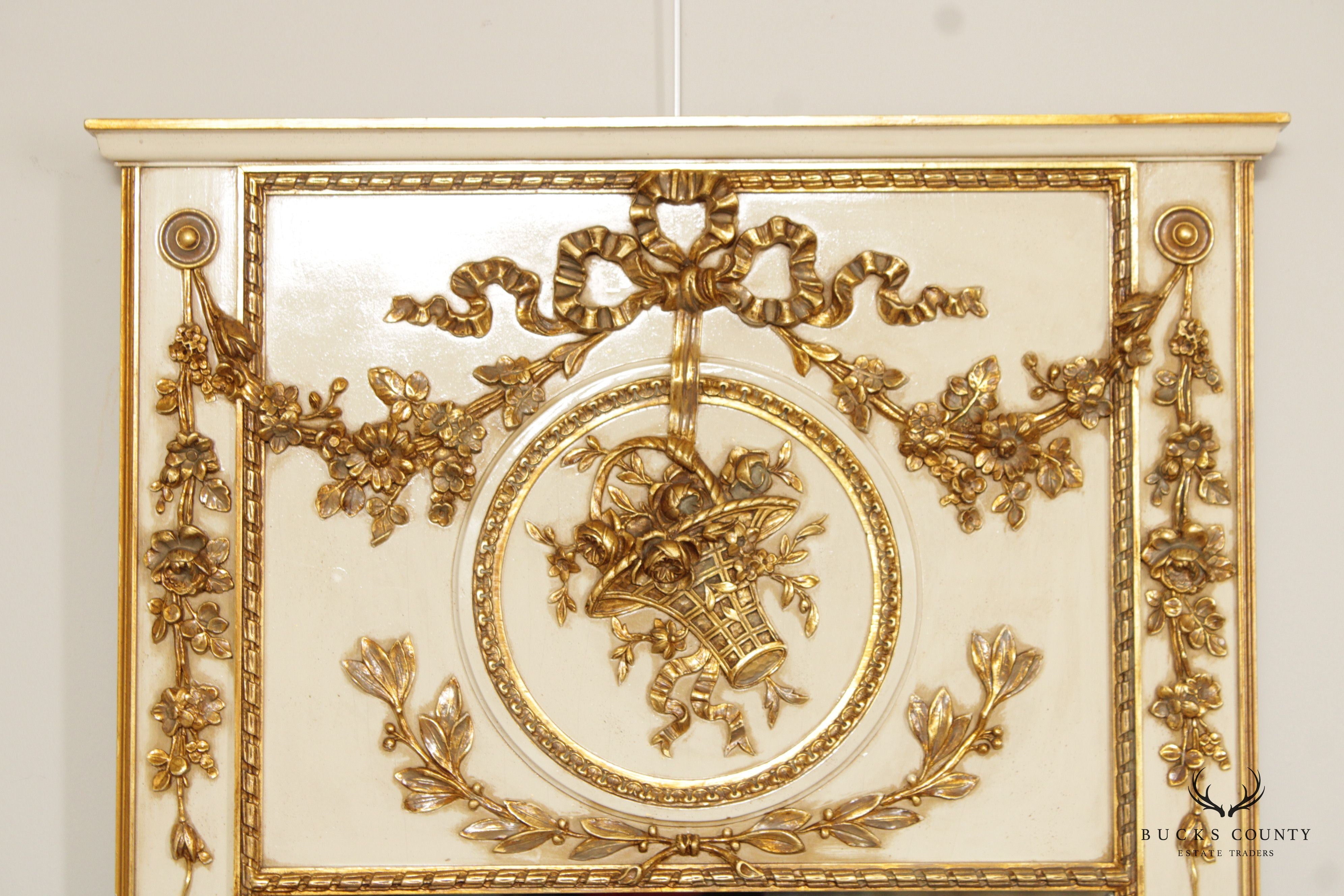 Friedman Brothers French Louis XVI Style Partial Gilt Trumeau Mirror
