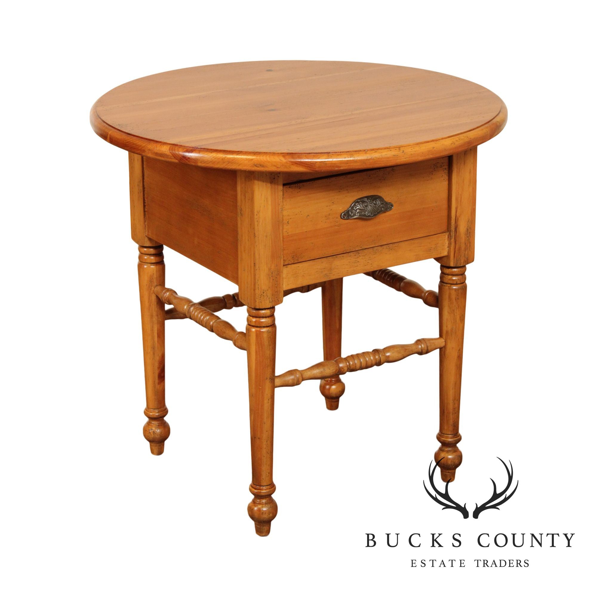 Eddy West Round Pine One Drawer Side Table