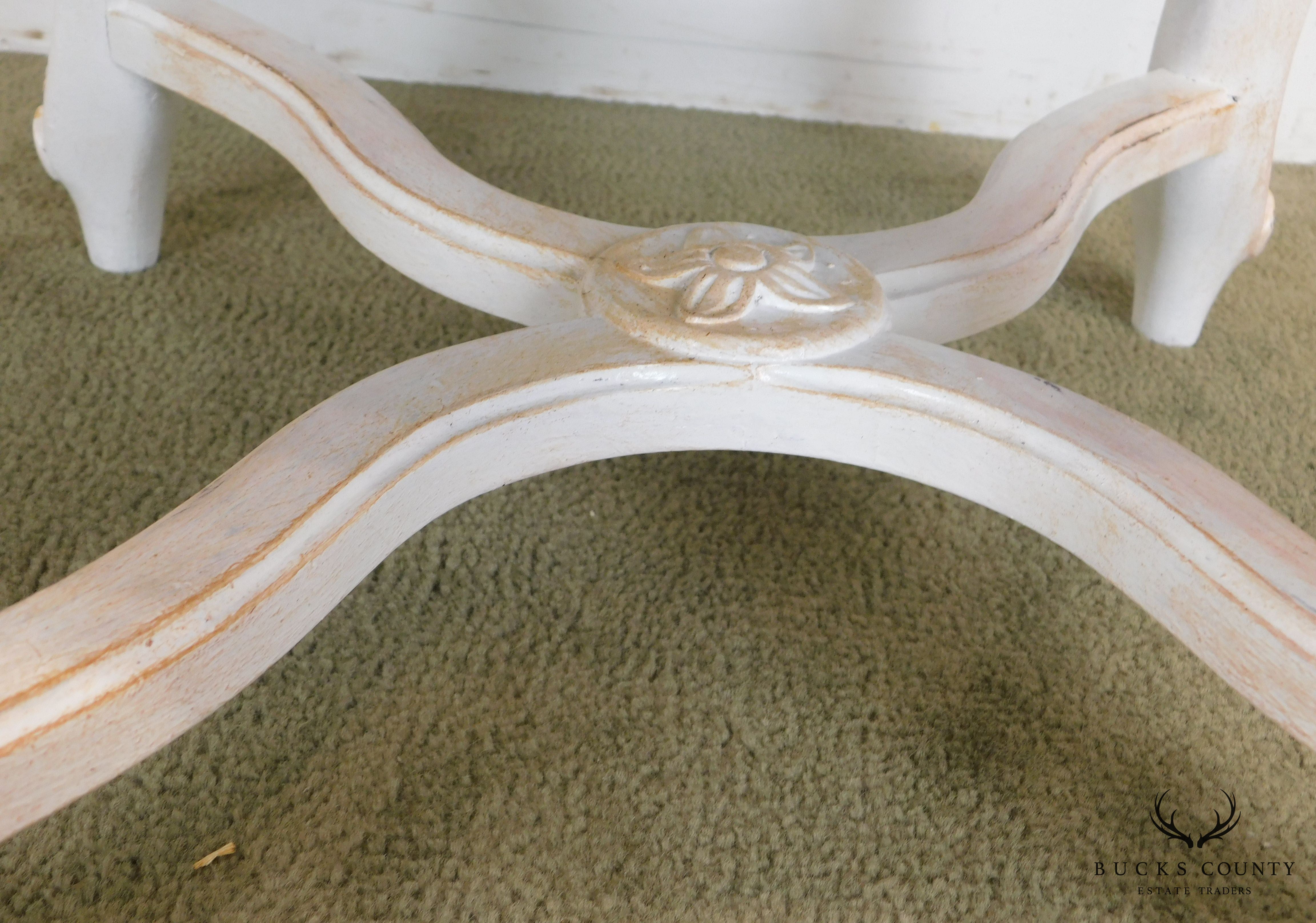 Italian Rococo Style Gilt & Painted Carved Pair Stools