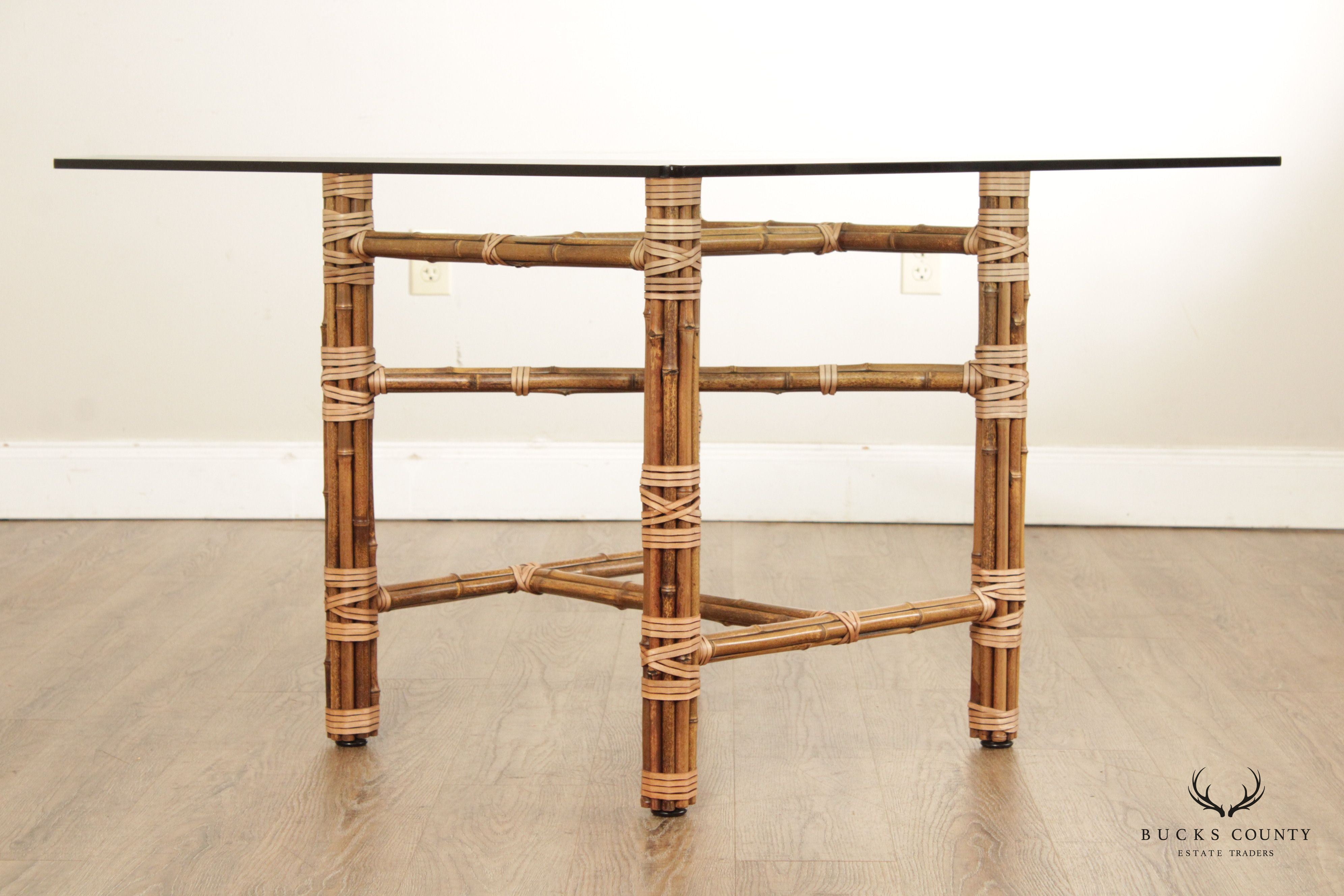 McGuire Bamboo and Glass Top Dining Table