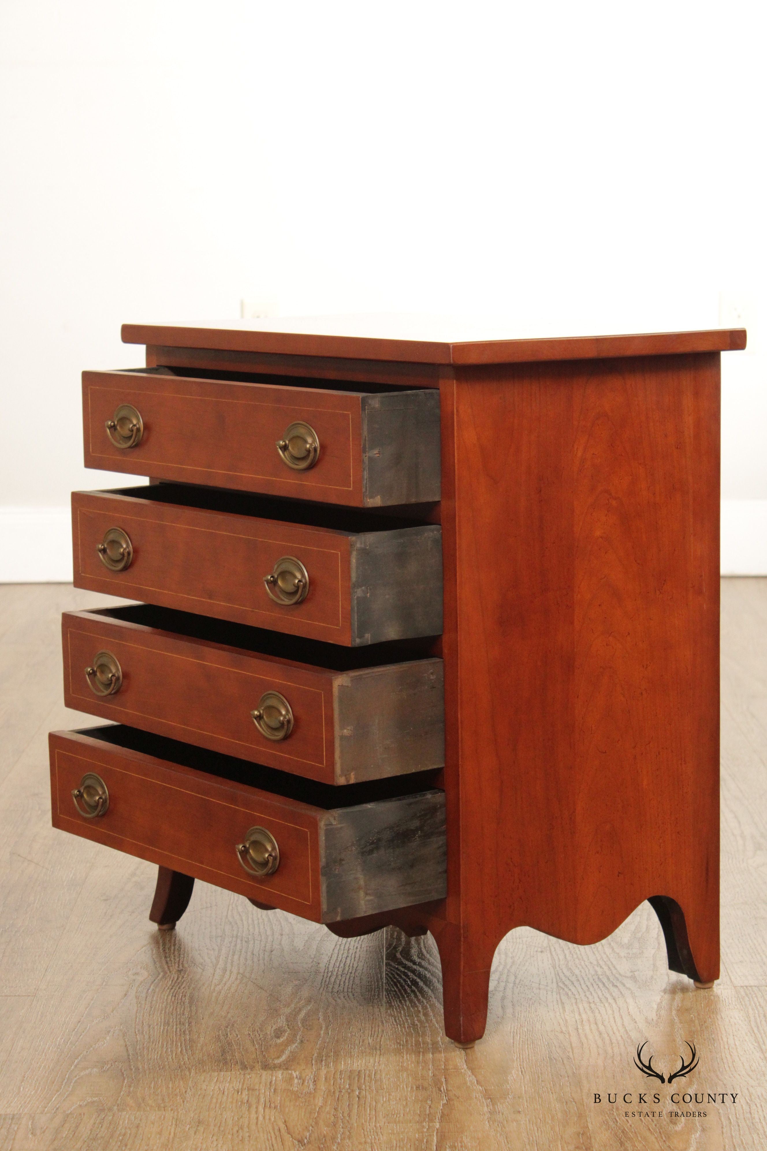 Custom Quality Hepplewhite Style Cherry Inlaid Diminutive Chest of Drawers