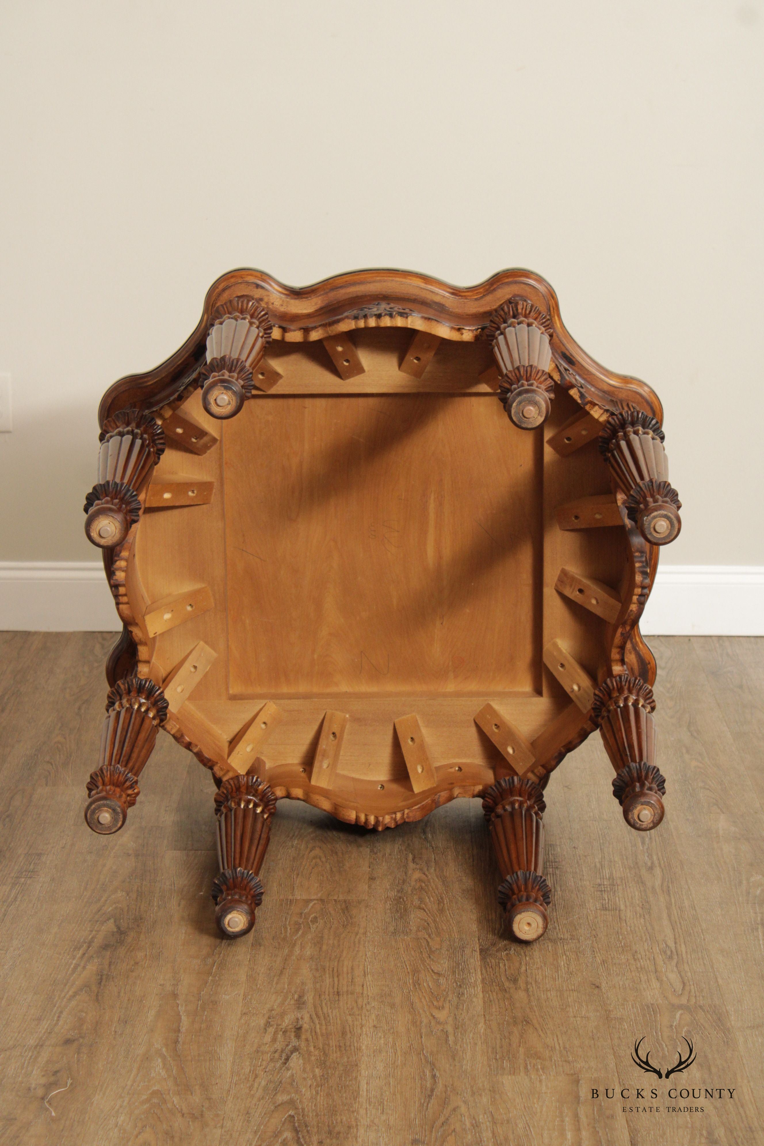 Quality Louis XVI Style Inlaid Burl Wood Accent Table