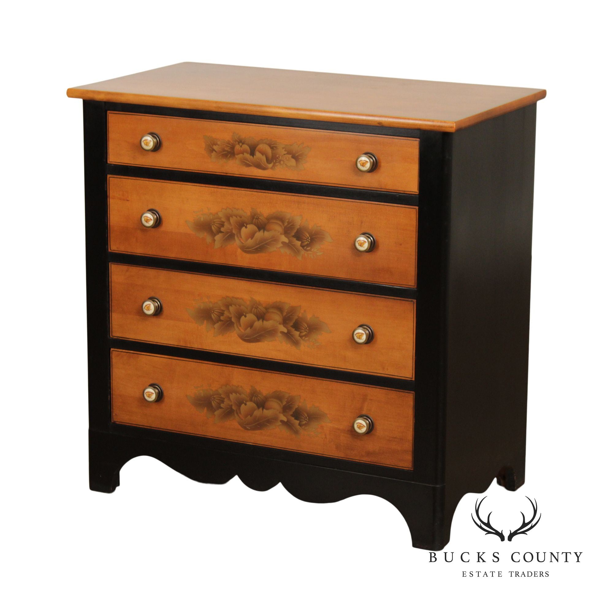 L. Hitchcock Ebonized and Stencil-Painted Chest of Drawers