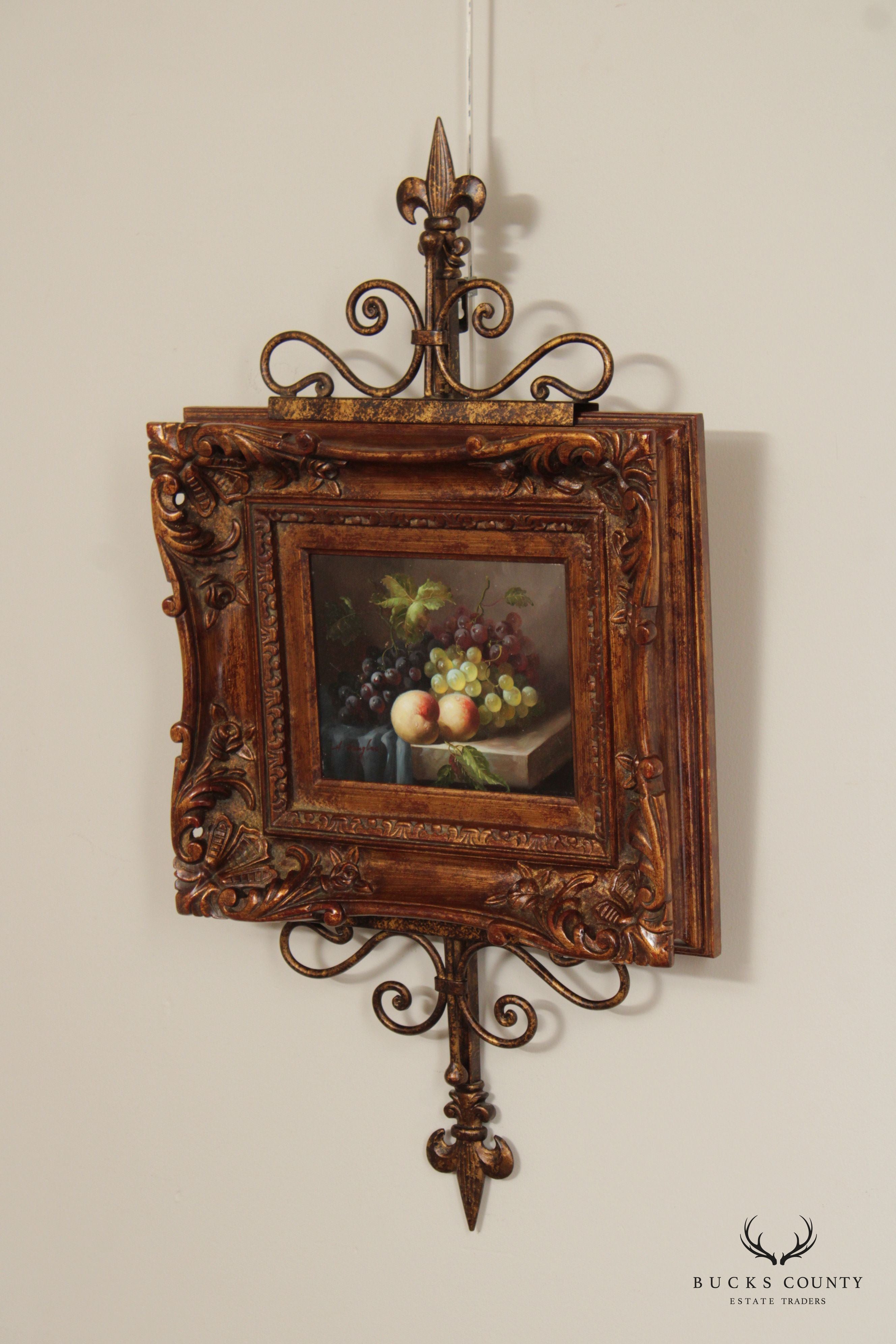 Custom Framed Oil on Canvas Still Life, Signed