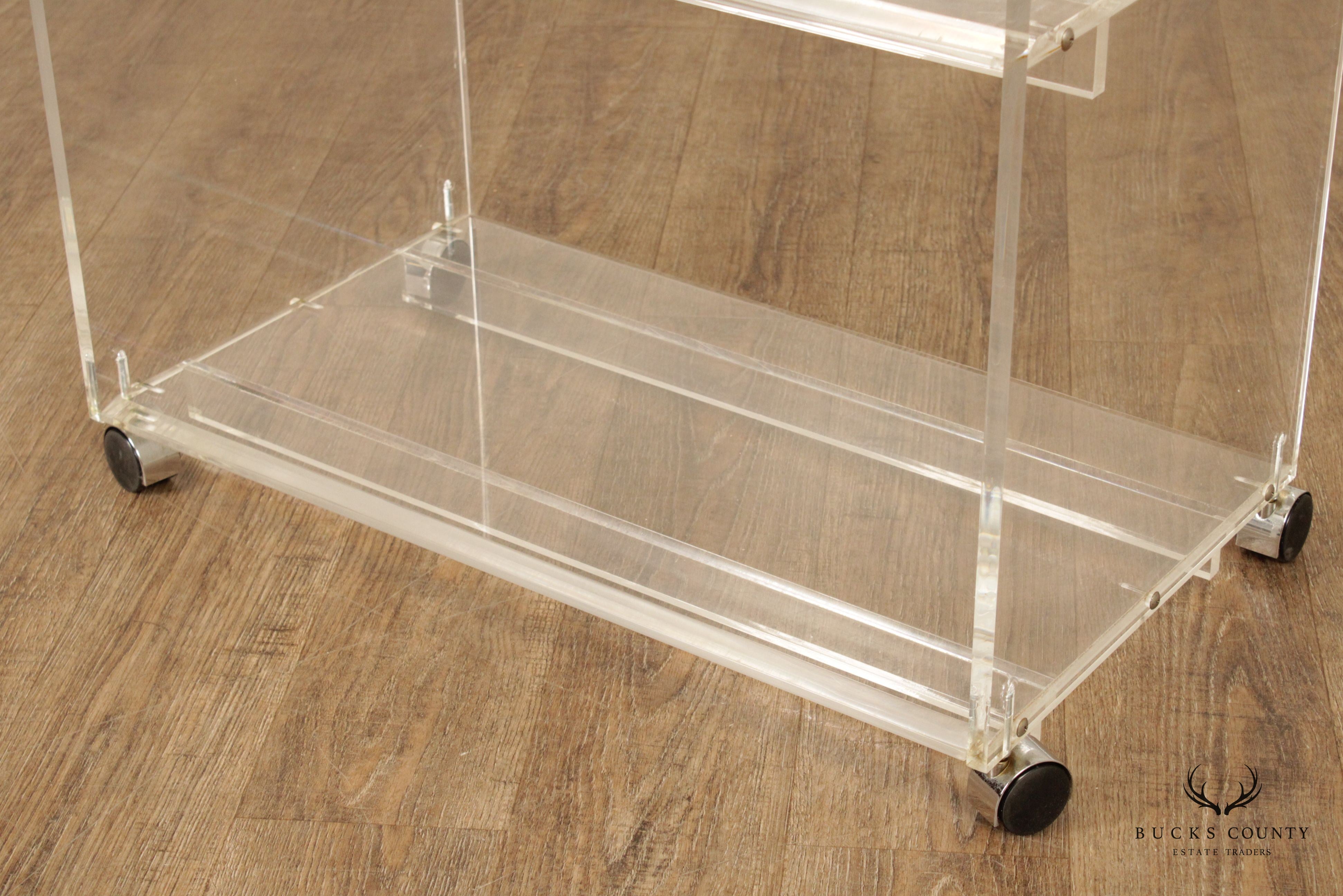 Mid Century Modern Lucite 3-Tier Serving Bar Cart