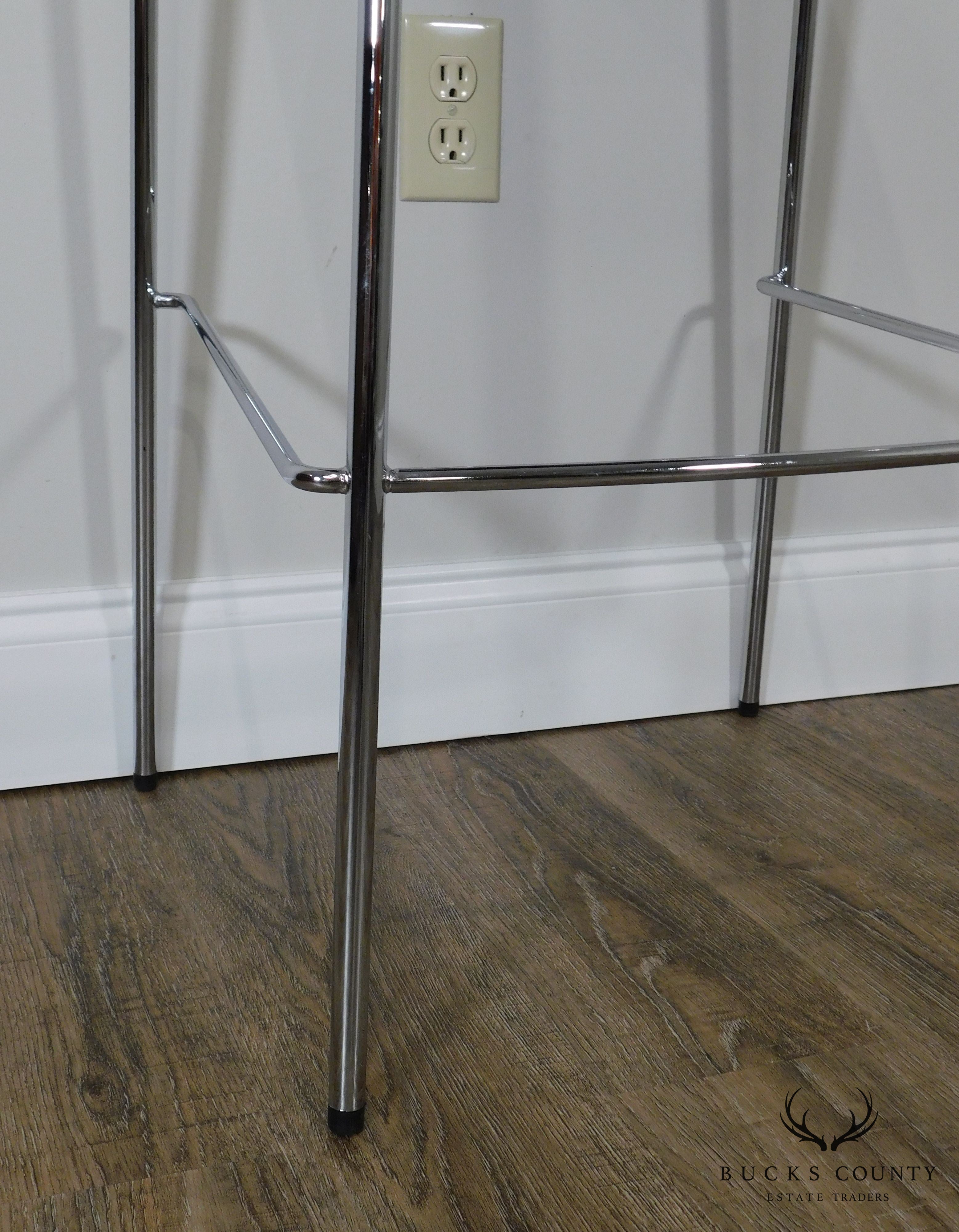 Antti Kotilainen Chrome Frame Blue Seat Piiroinen Bar Stool