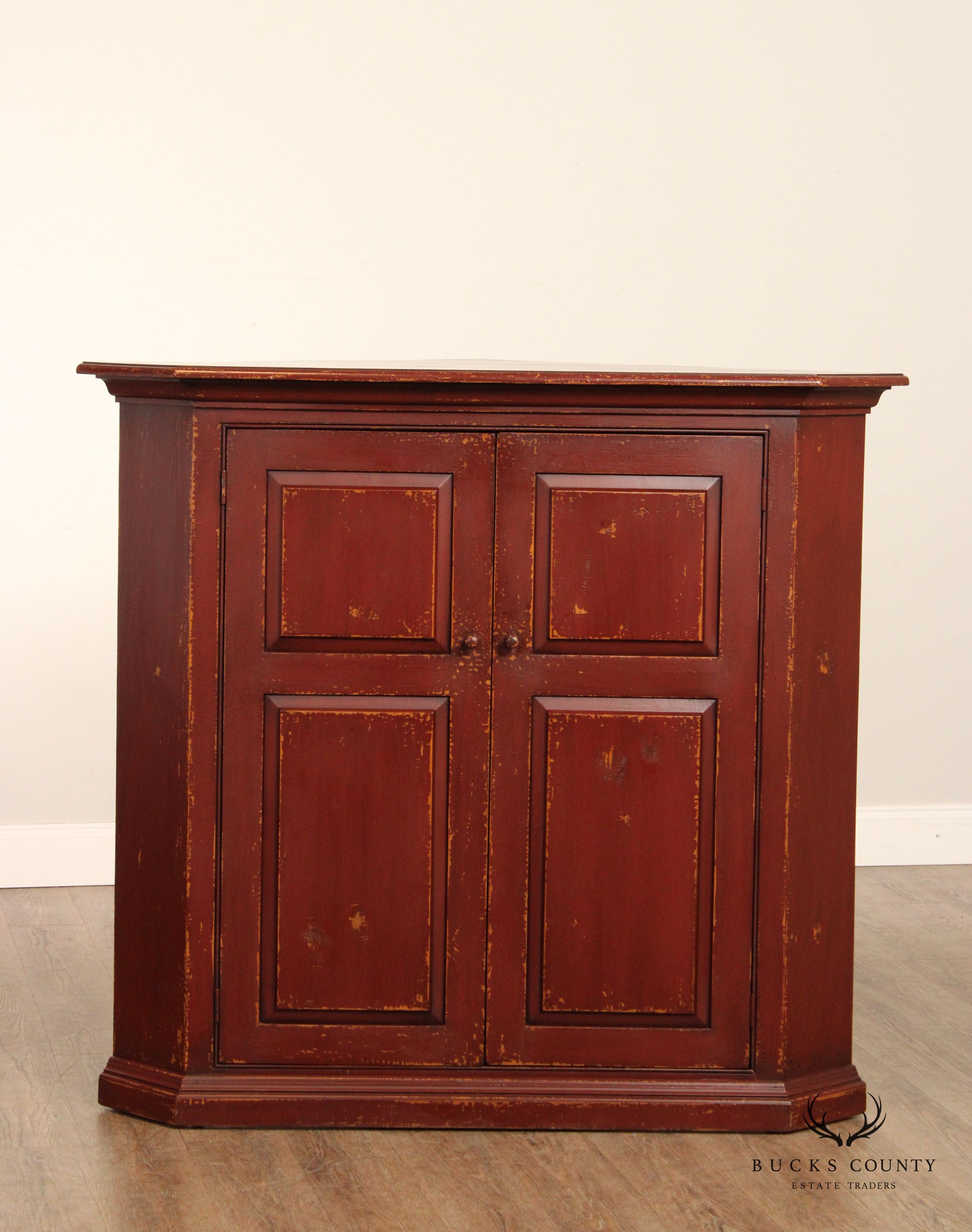 William Draper Primitive Farmhouse Painted Low Corner Cupboard