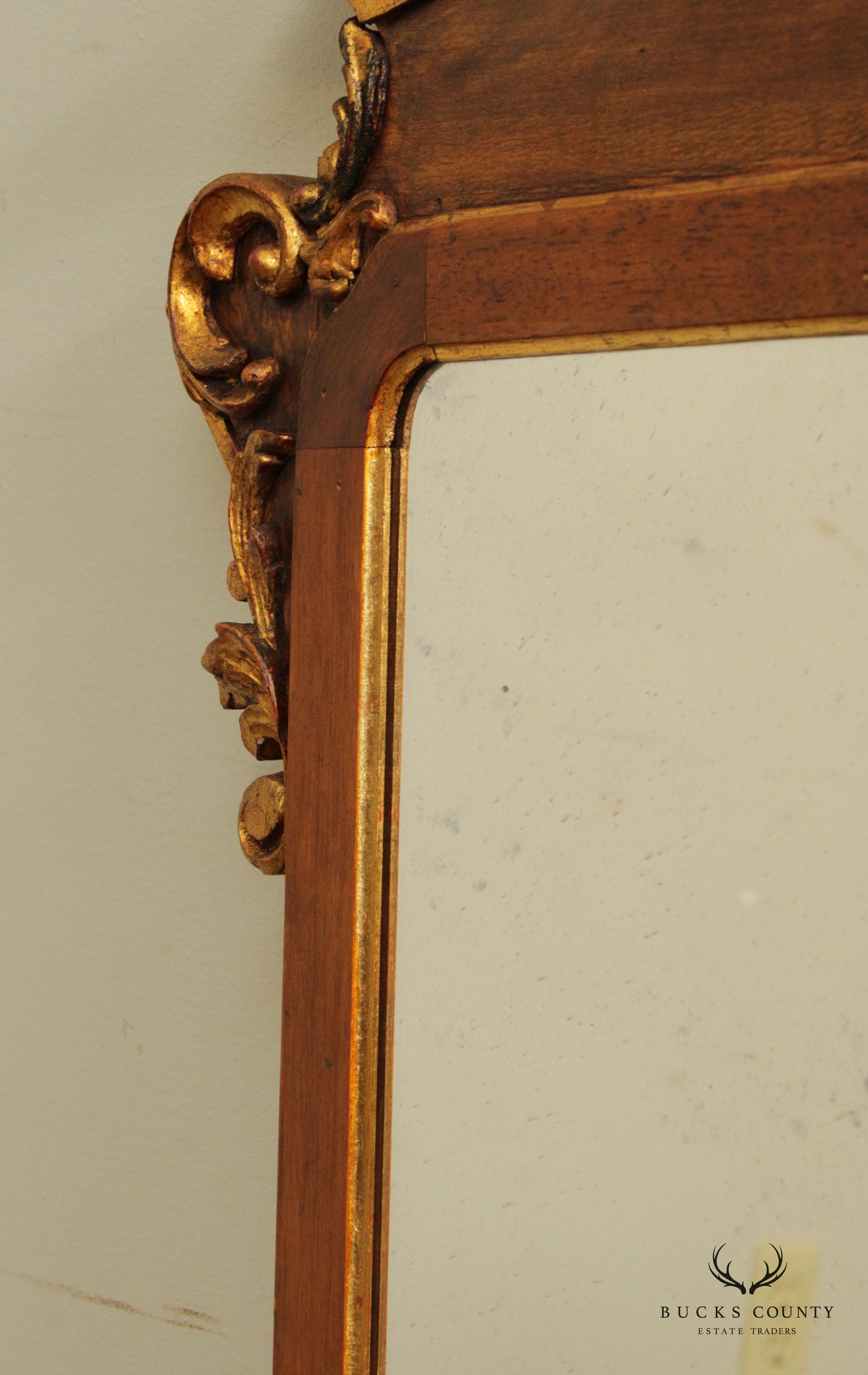 Georgian Style Carved Wood Partial Gilt Mirror