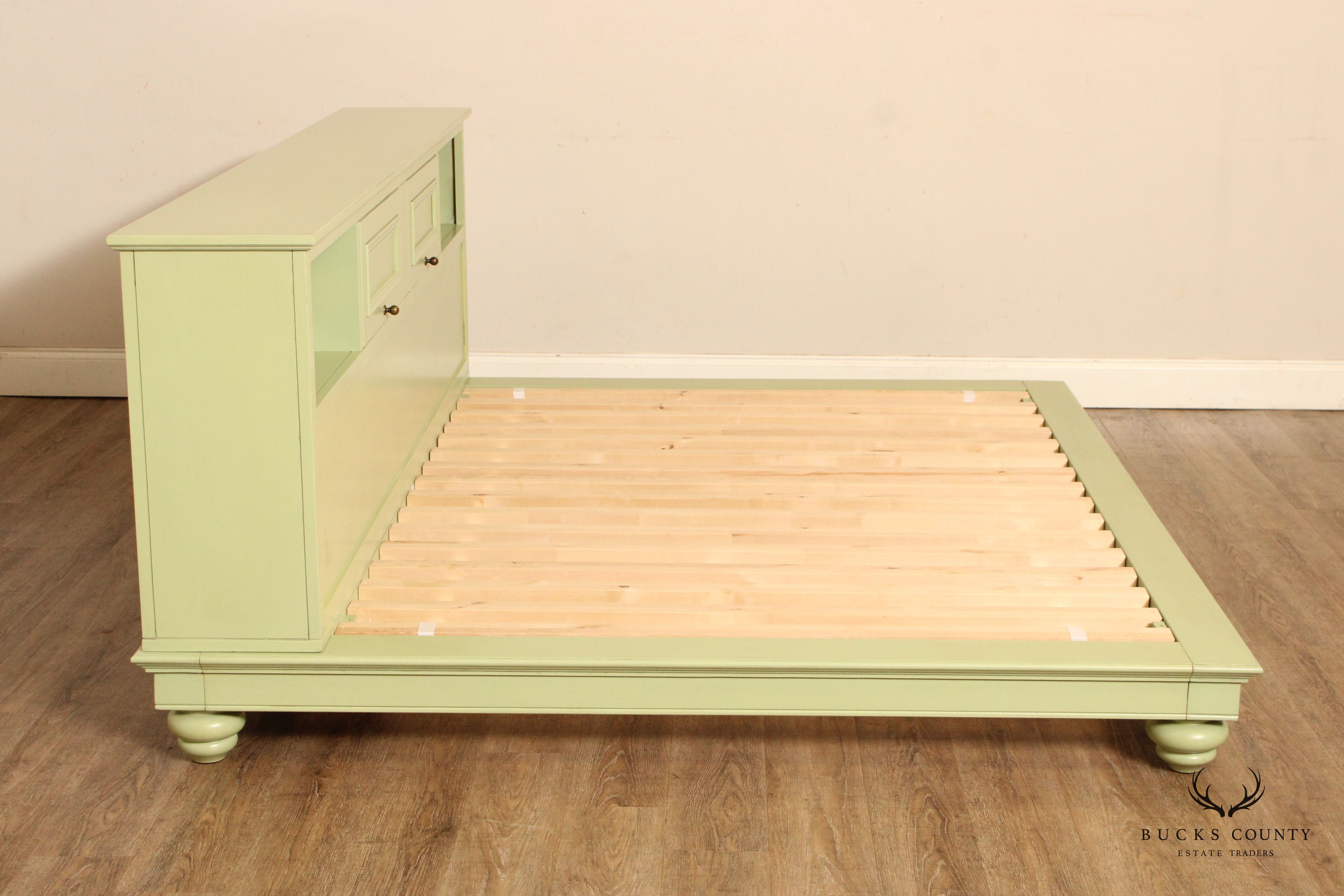 Pottery Barn Teen Green Painted King Size Platform Bed