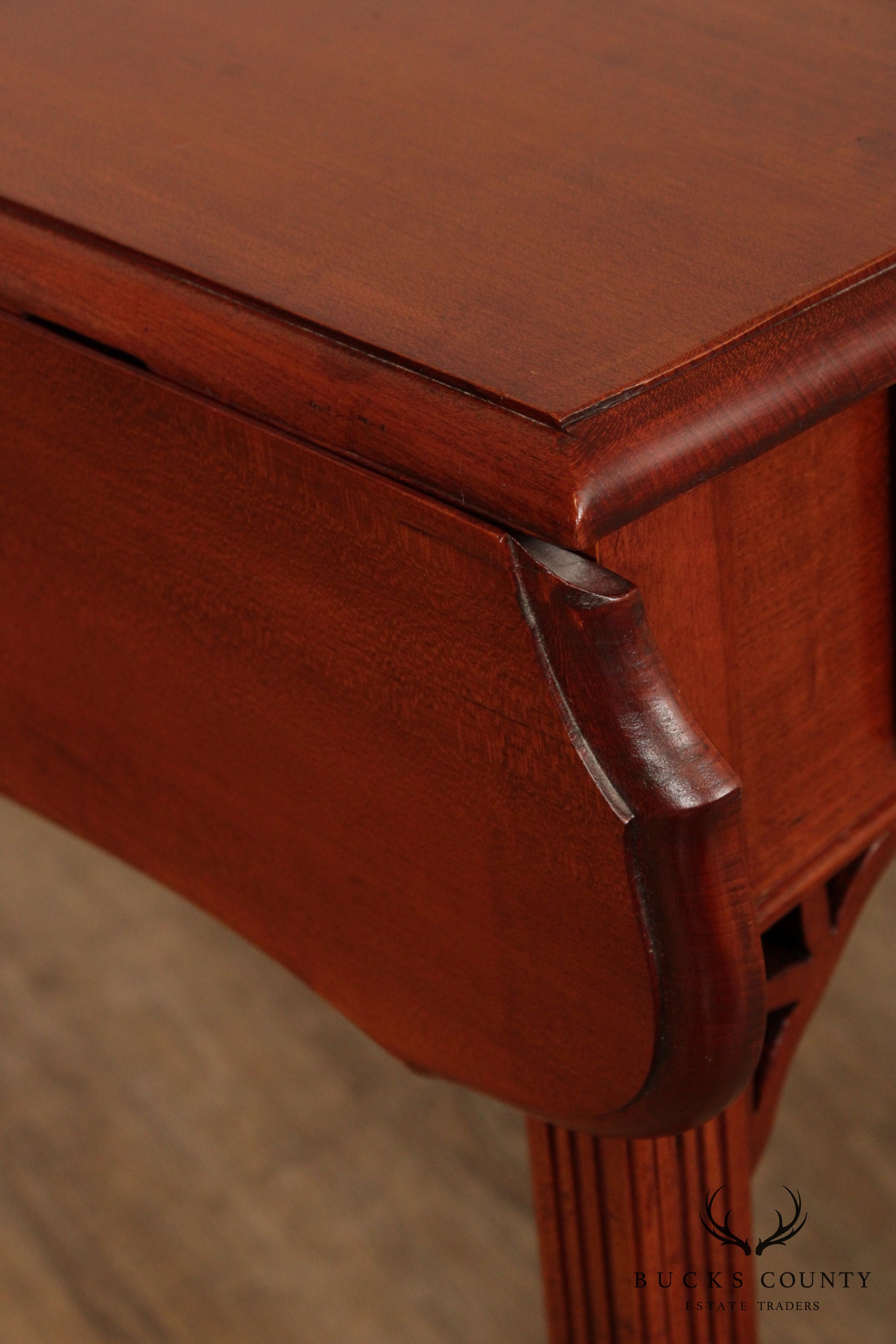 Chippendale Style Custom Crafted Cherry Drop Leaf Pembroke Table