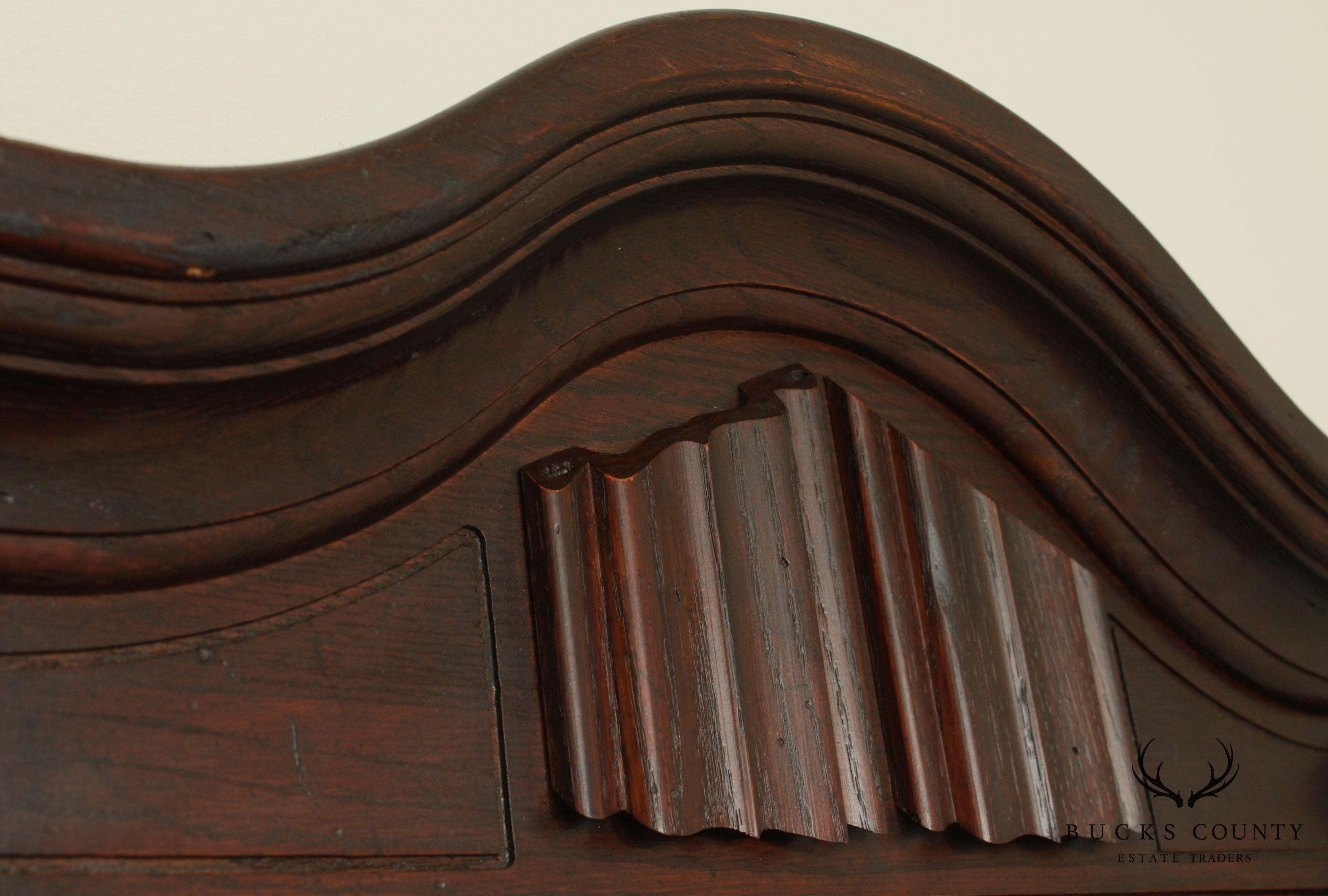 Ethan Allen Royal Charter Oak Vintage Jacobean Style Pair Wall Mirrors