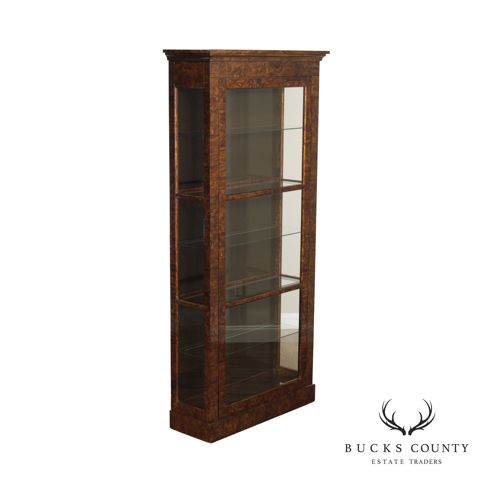Grain Painted Illuminated Display Cabinet