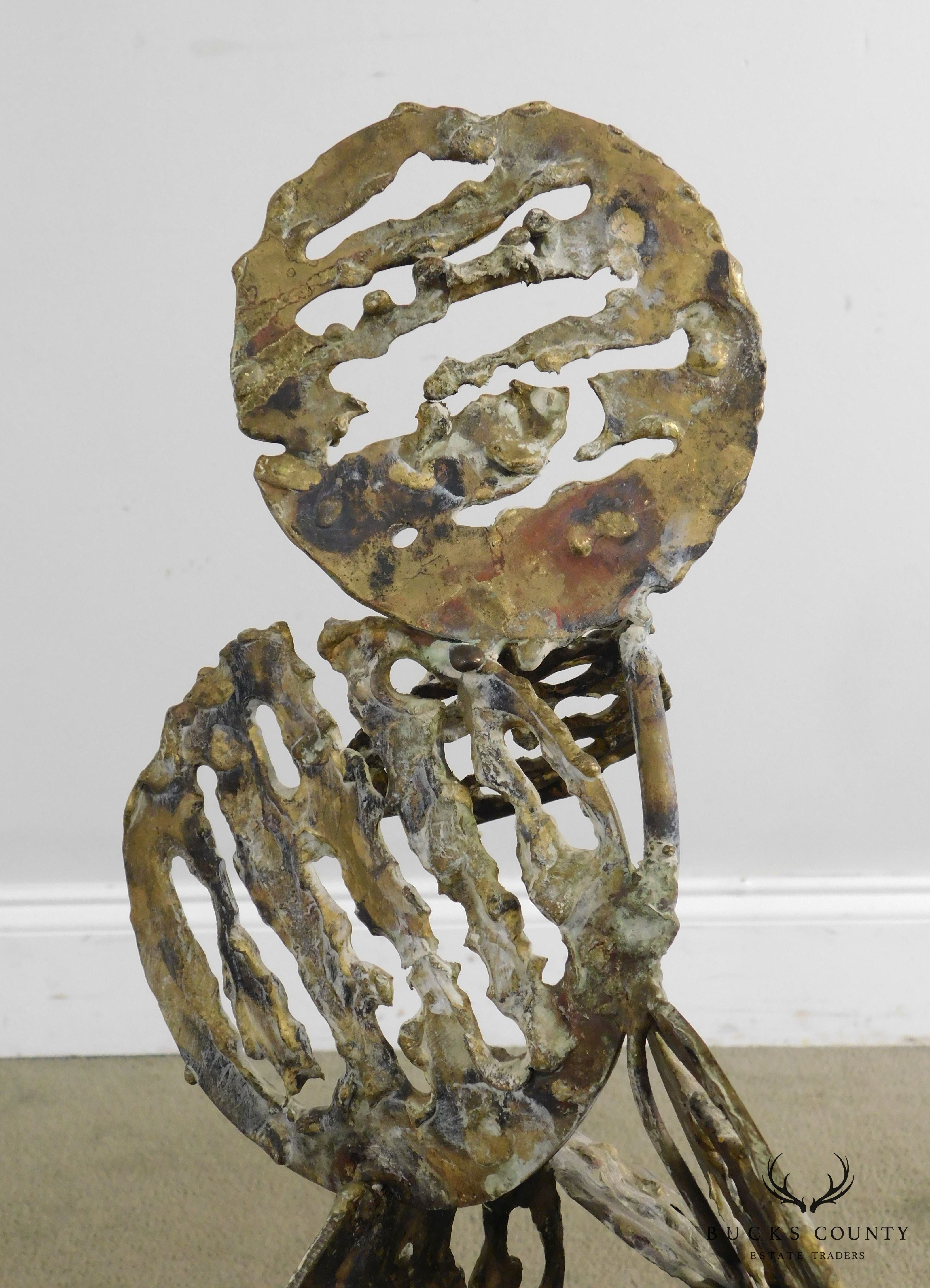 Mid Century Modern Bronze Abstract Floating Disc Sculpture