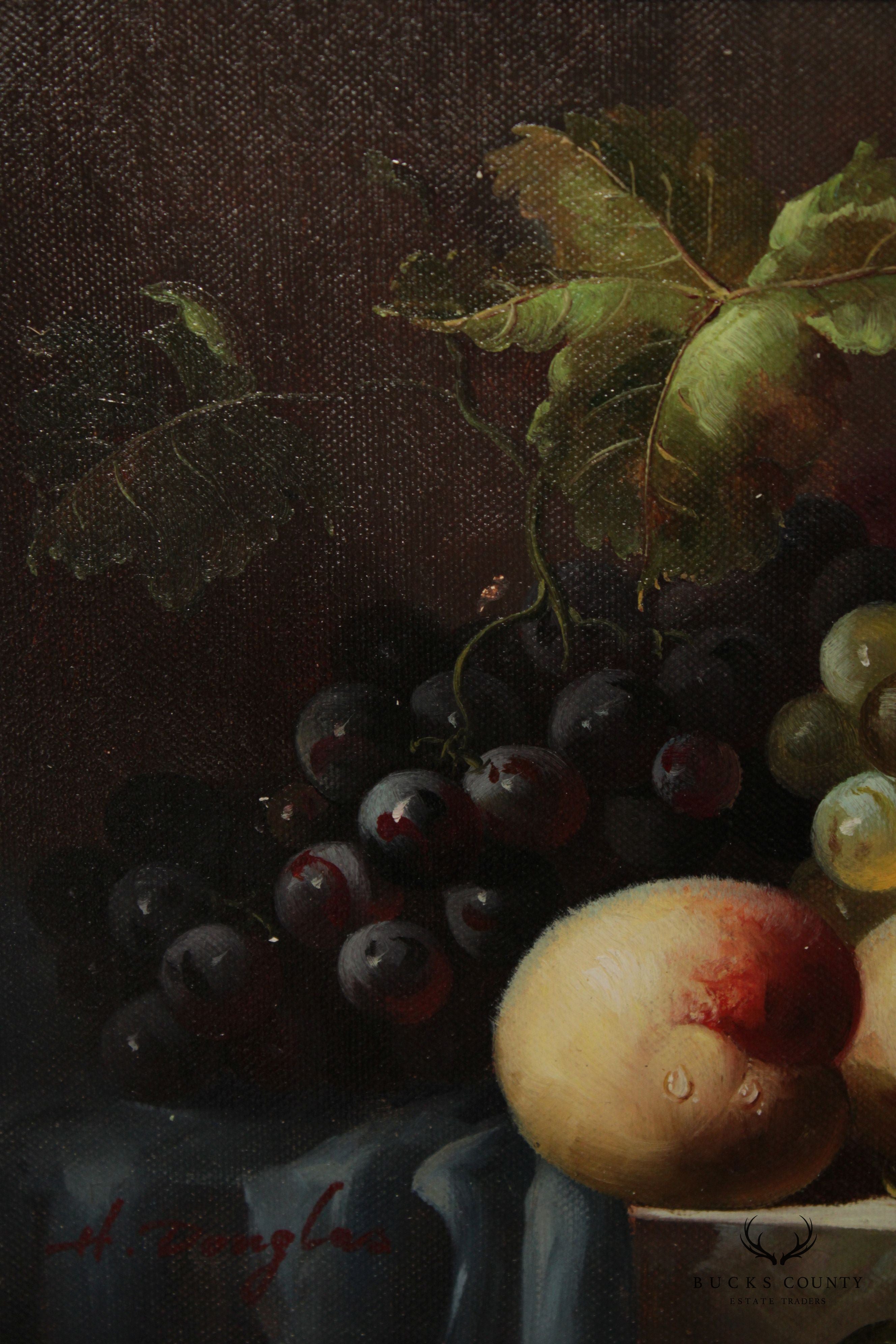 Custom Framed Oil on Canvas Still Life, Signed