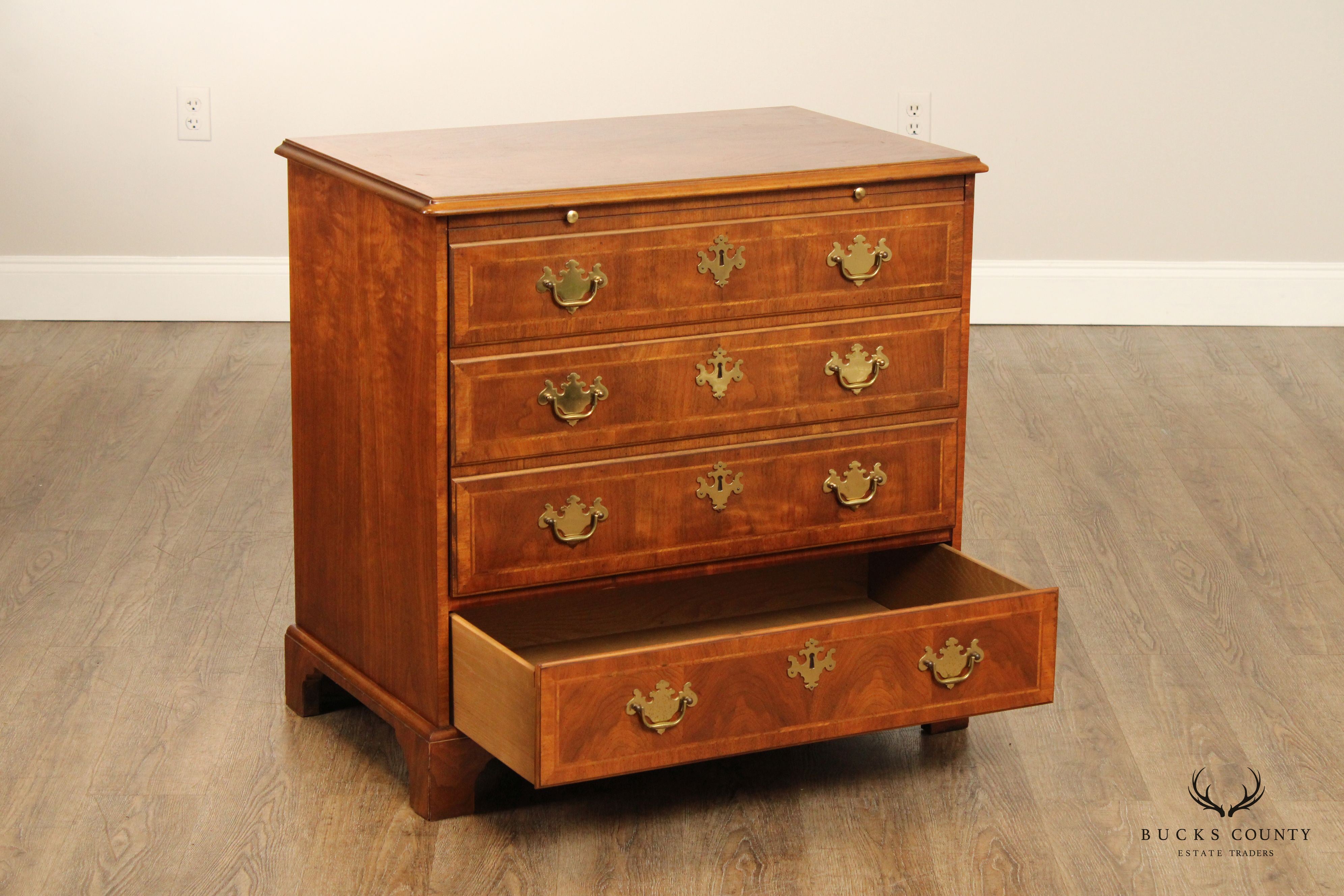 Baker Chippendale Style Walnut TV Chest