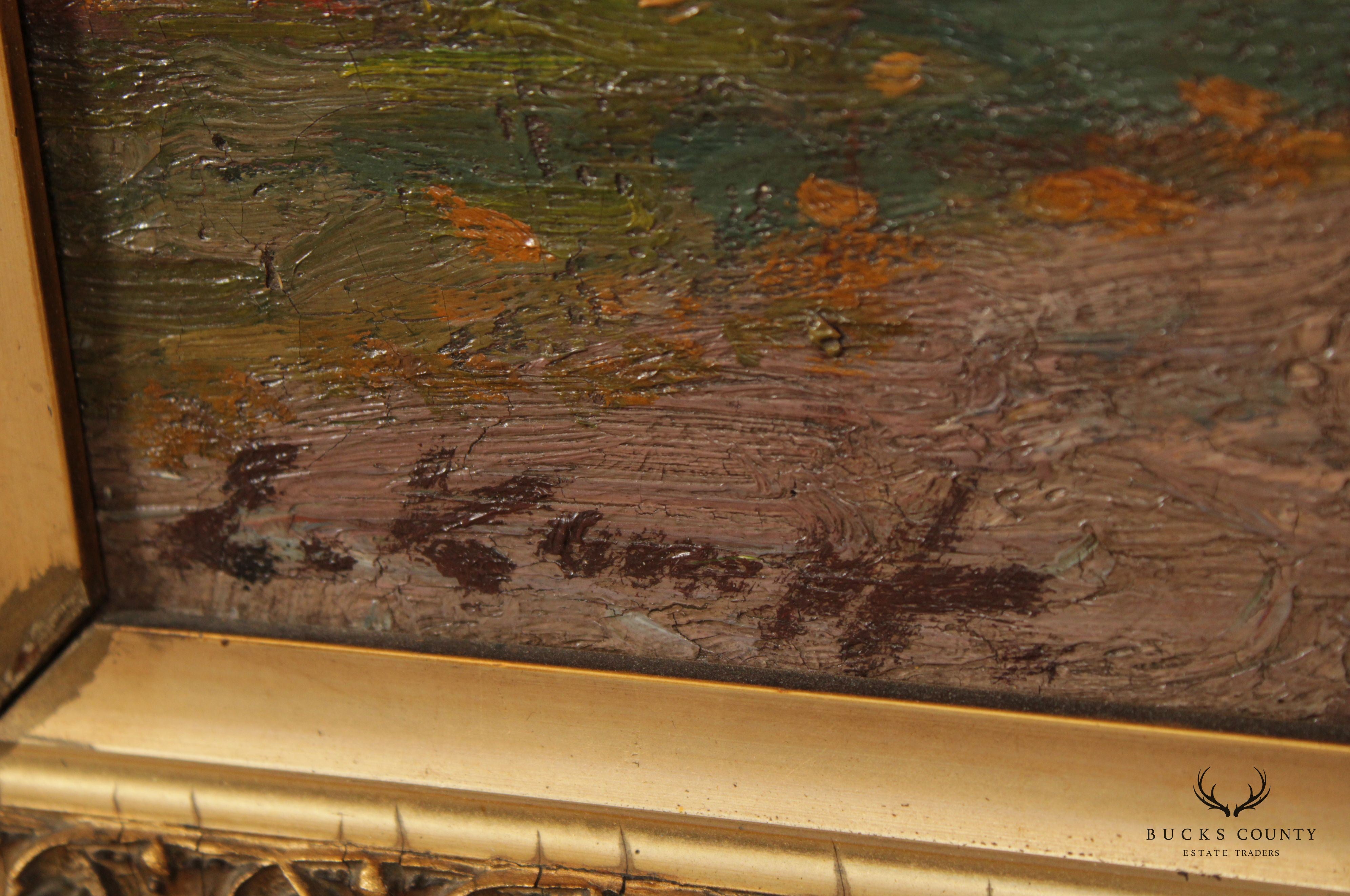 Antique German Village Original Oil Painting, by Eugen Kampf