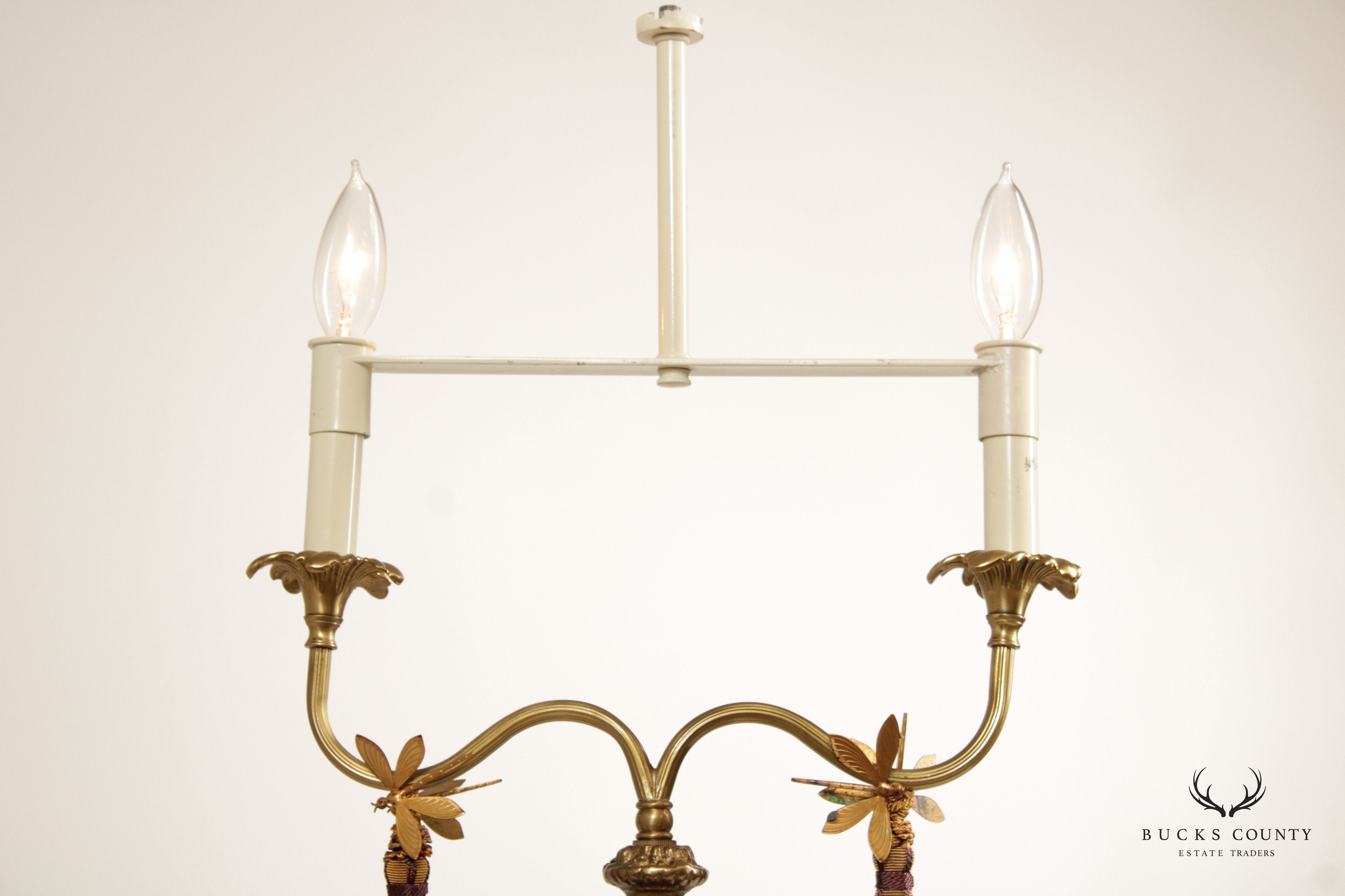 Frederick Cooper Brass and Marble Urn-Form Bouillotte Table Lamp