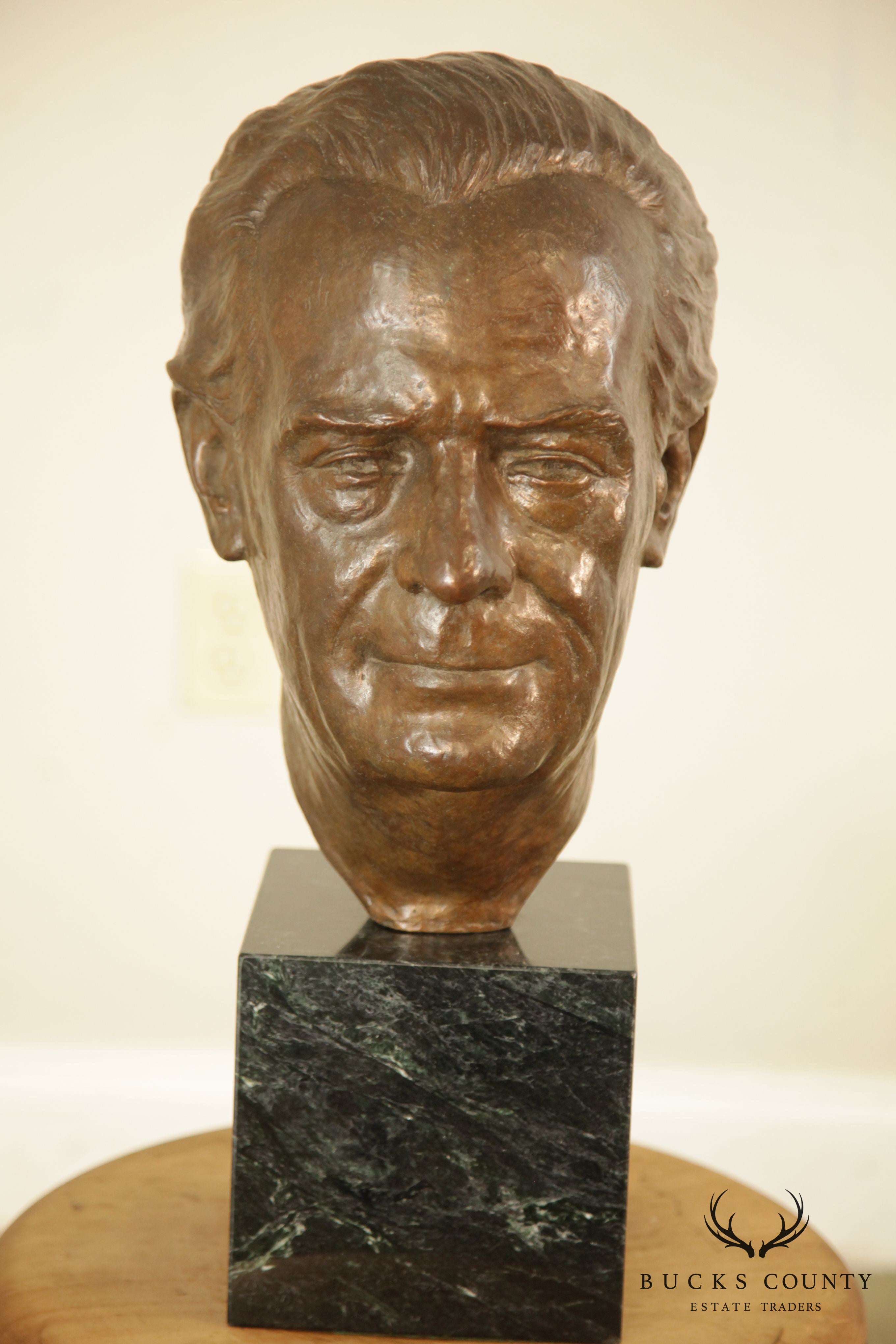Lawrence Ludtke 1980s Bronze Male Bust Portrait