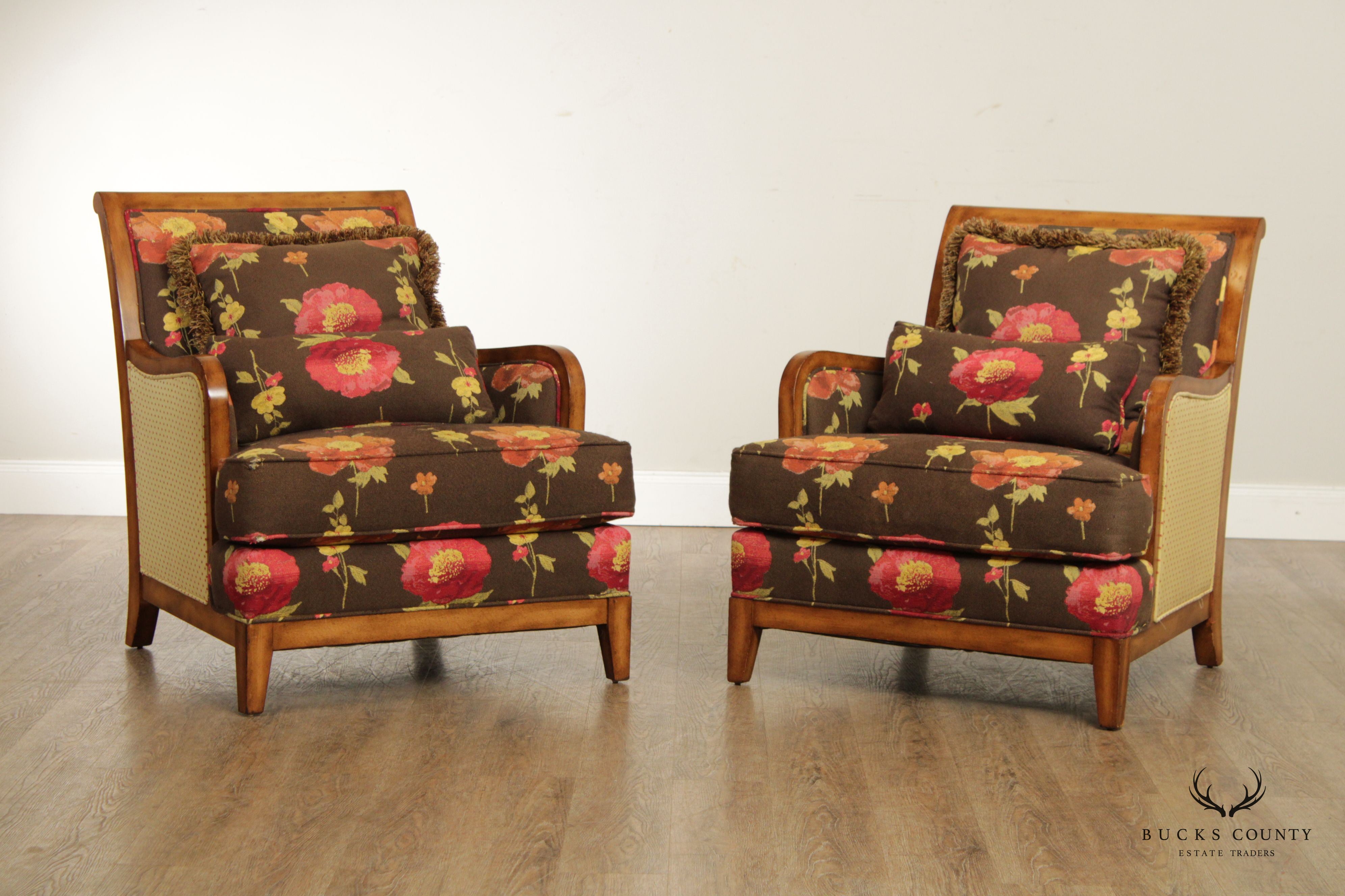 Wesley Hall Pair of Custom Upholstered Lounge Chairs