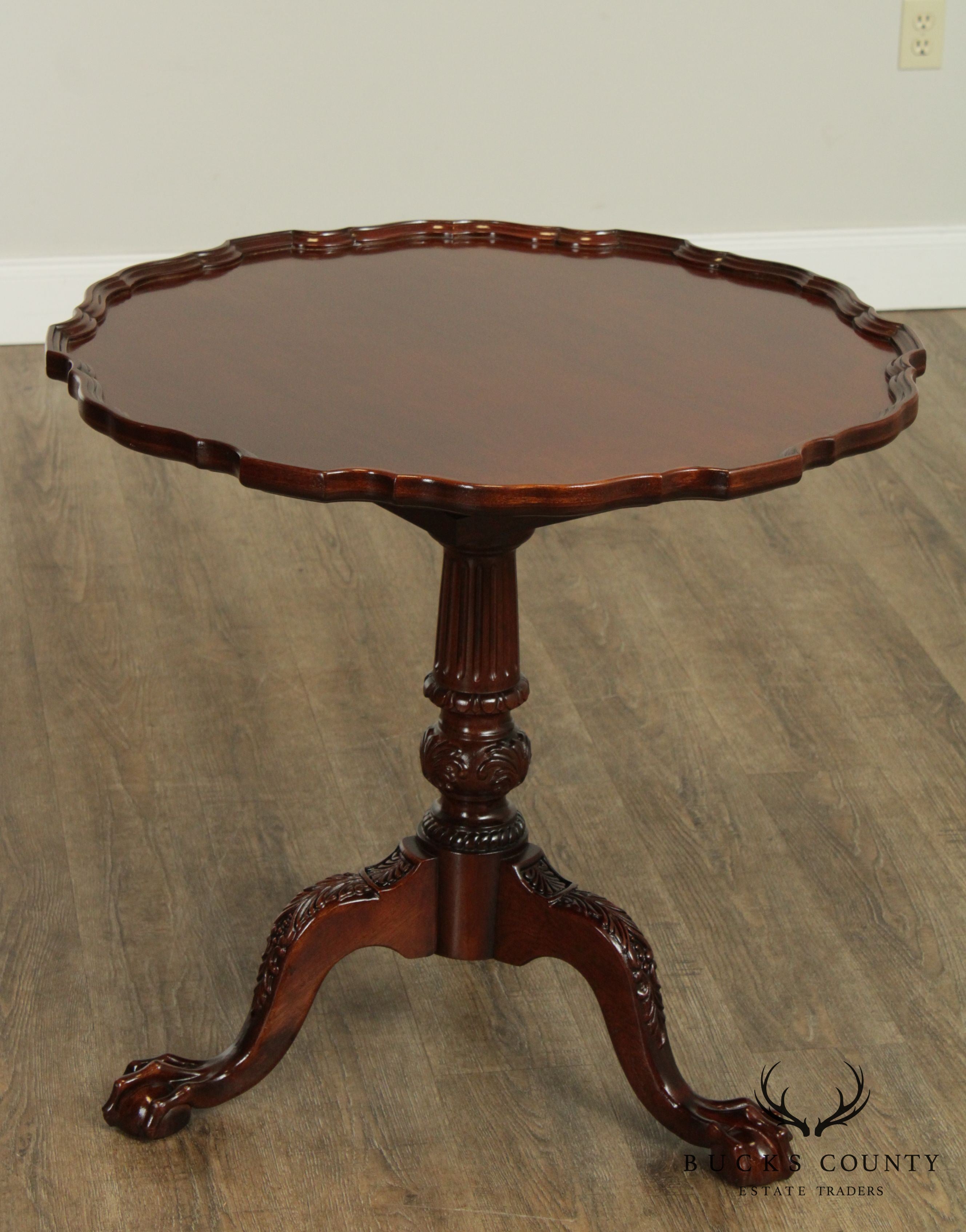 Chippendale Style Carved Mahogany Piecrust Tilt Top Tea Table