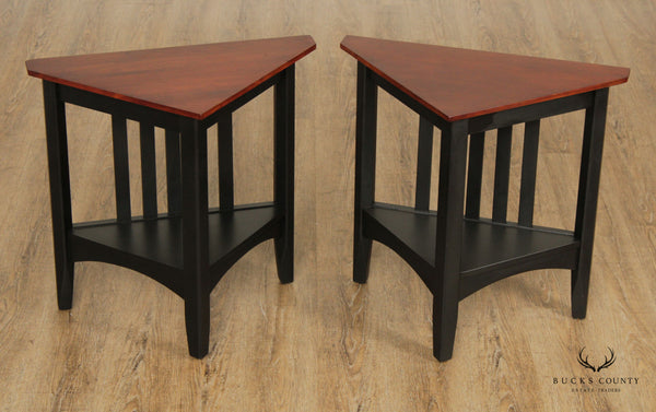 Ethan Allen 'American Impressions' Pair of Cherry Corner Tables