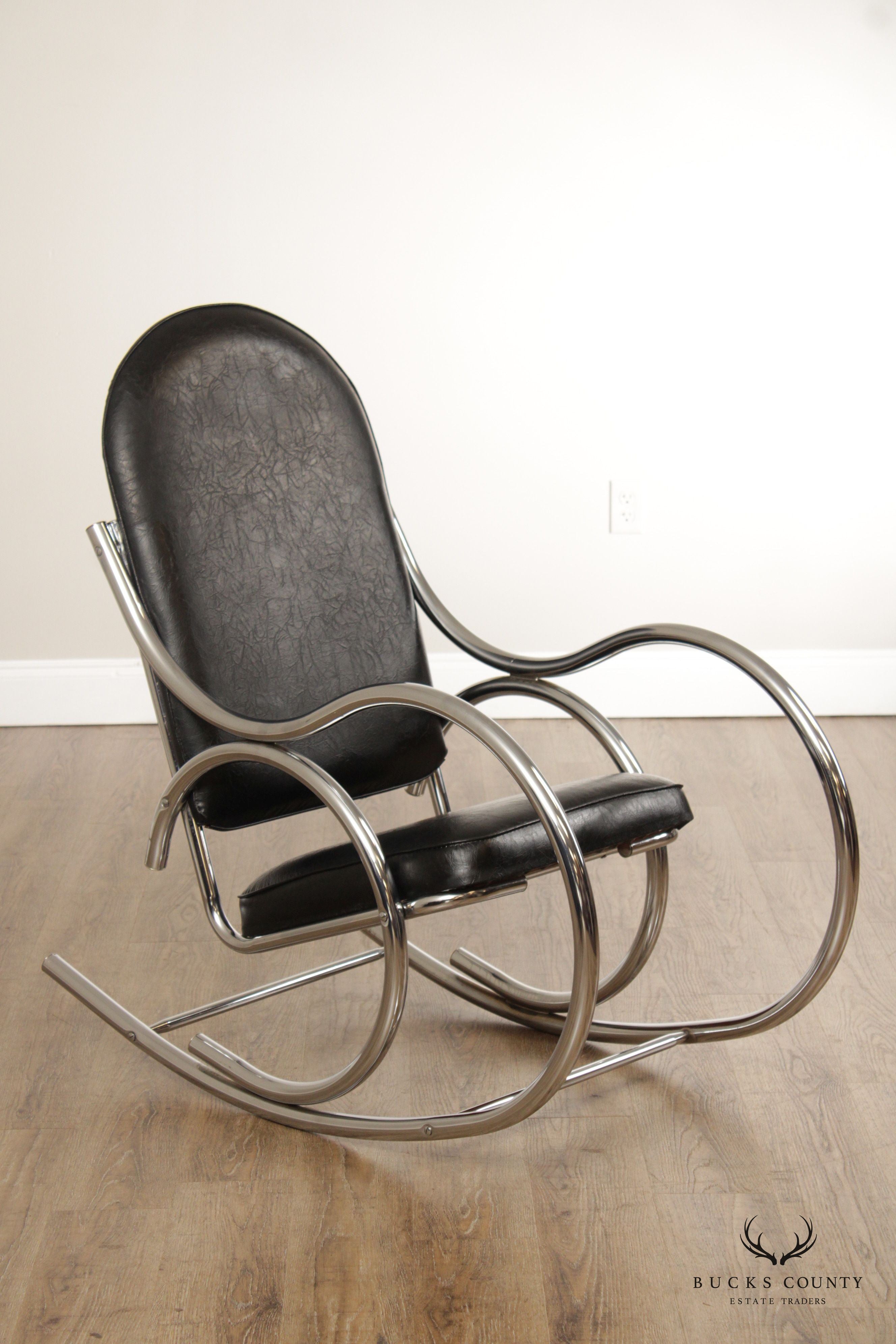Milo Baughman Mid Century Modern Chrome Frame Rocker