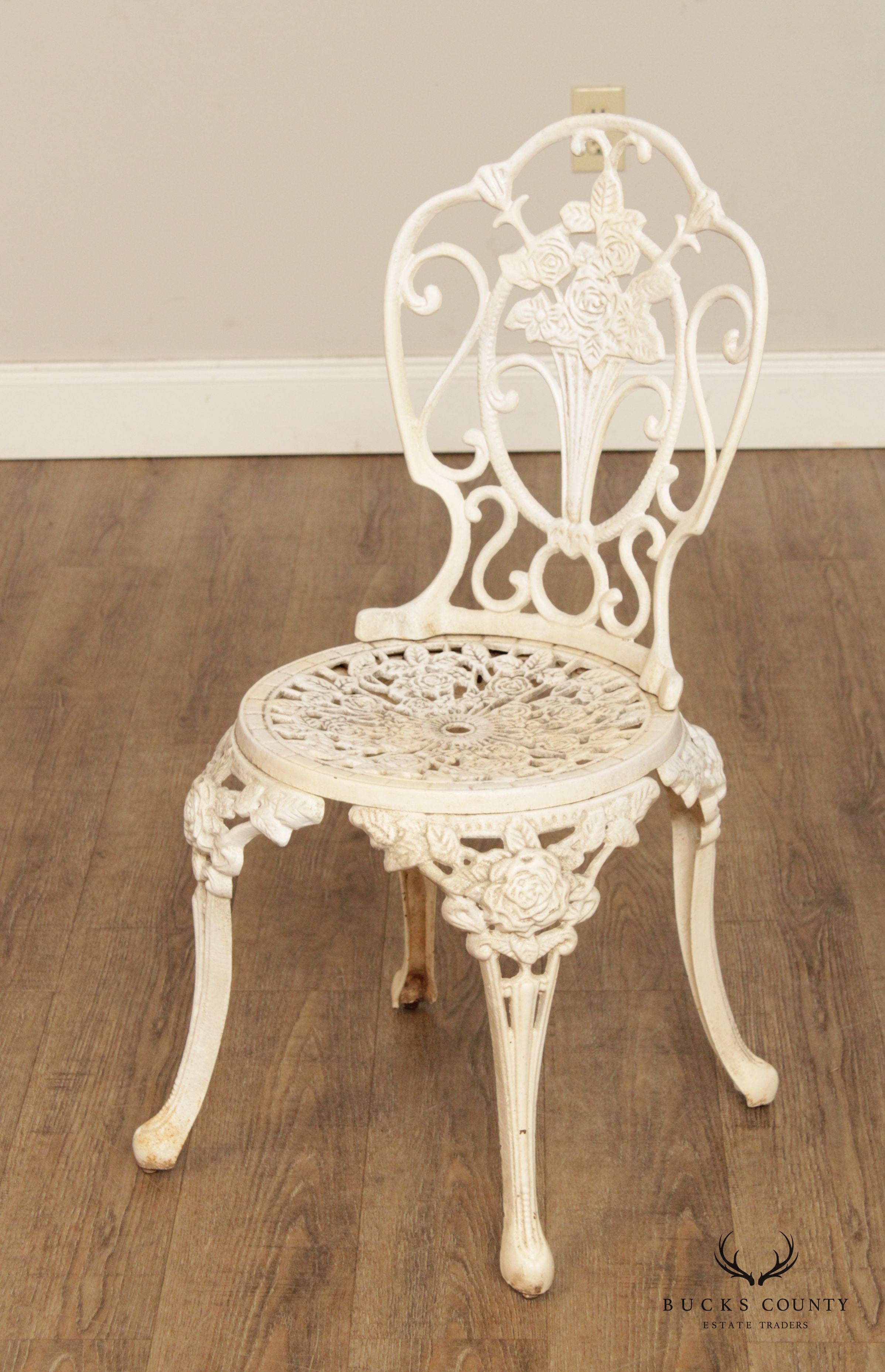 Victorian Style Vintage Cast Iron Three Piece Garden Table and Chairs Set