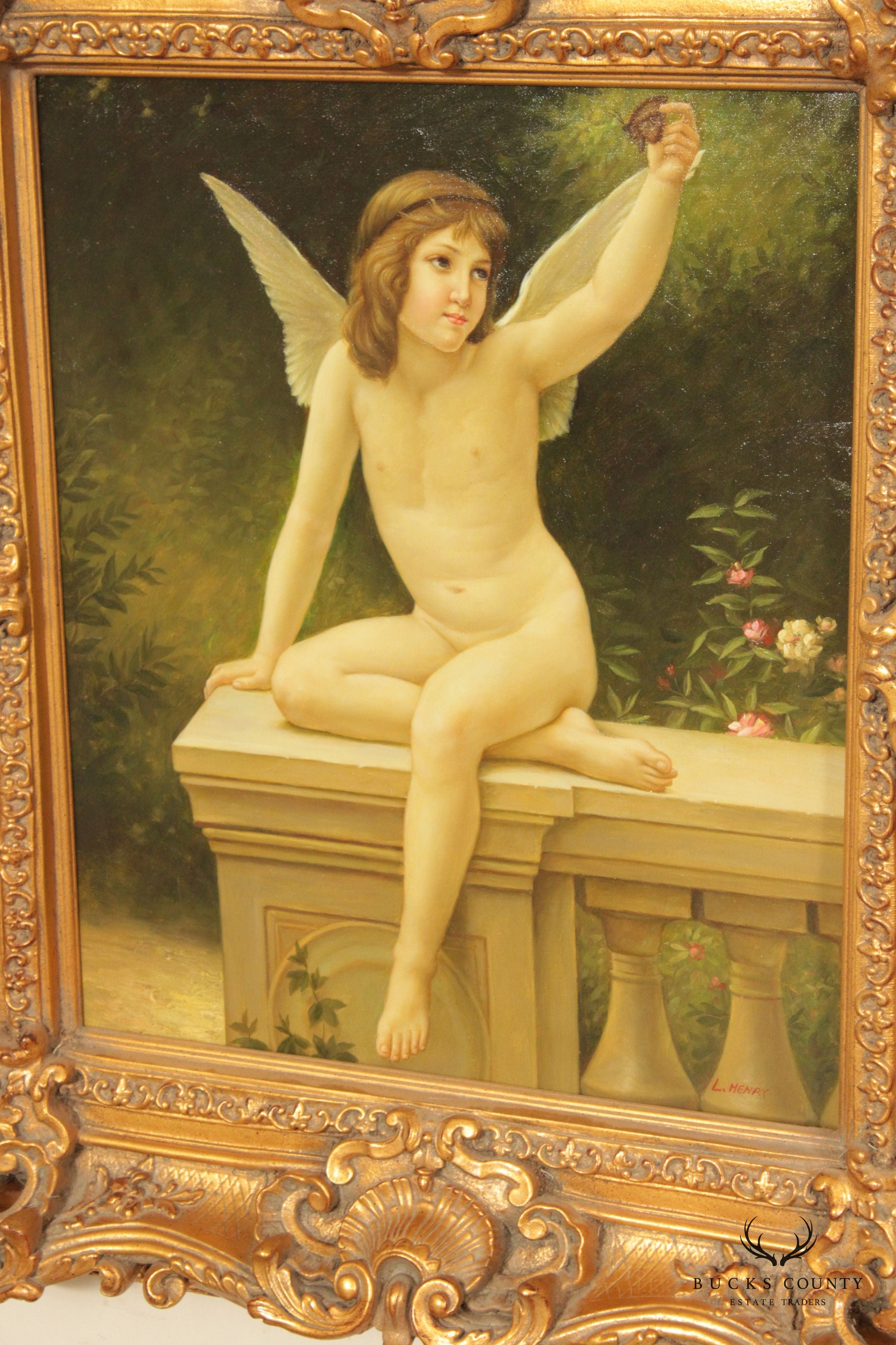 Classical Style 'Cupid' Oil Painting, After William Adolphe Bouguereau