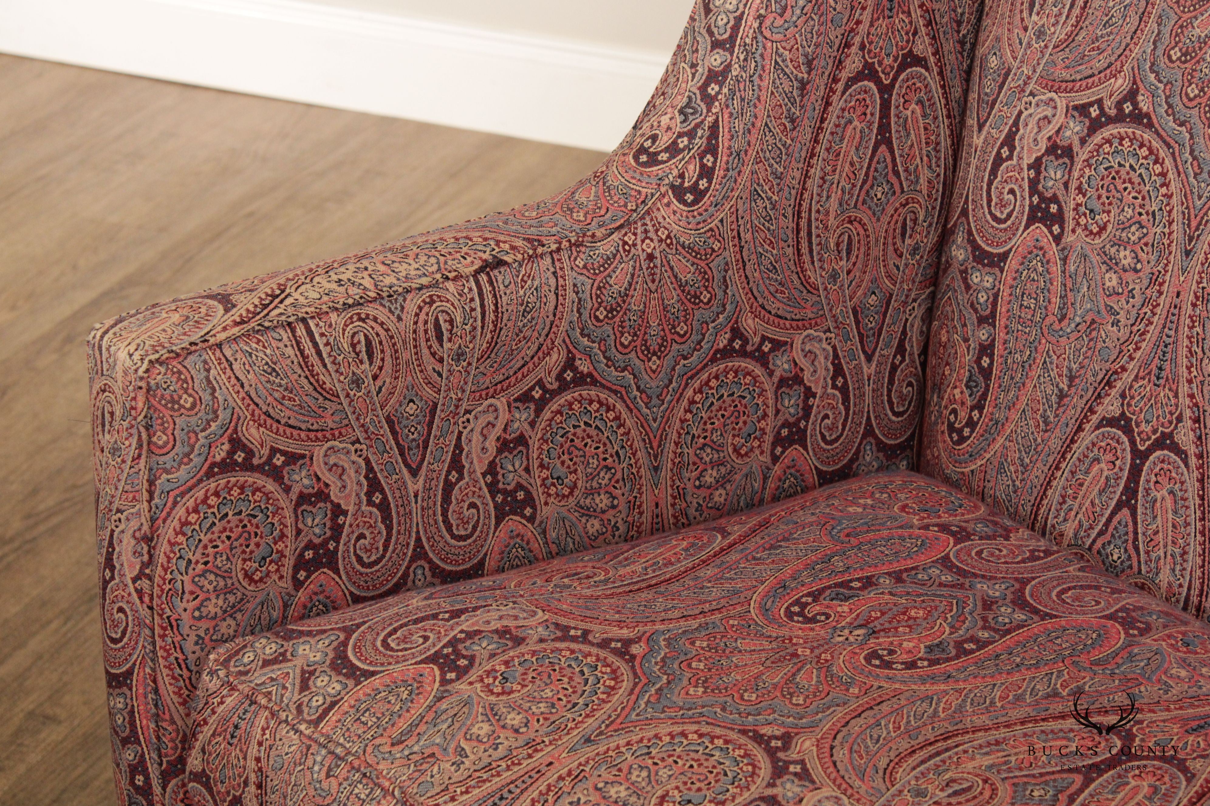 Chippendale Style Pair Custom Upholstered High-Back Settees