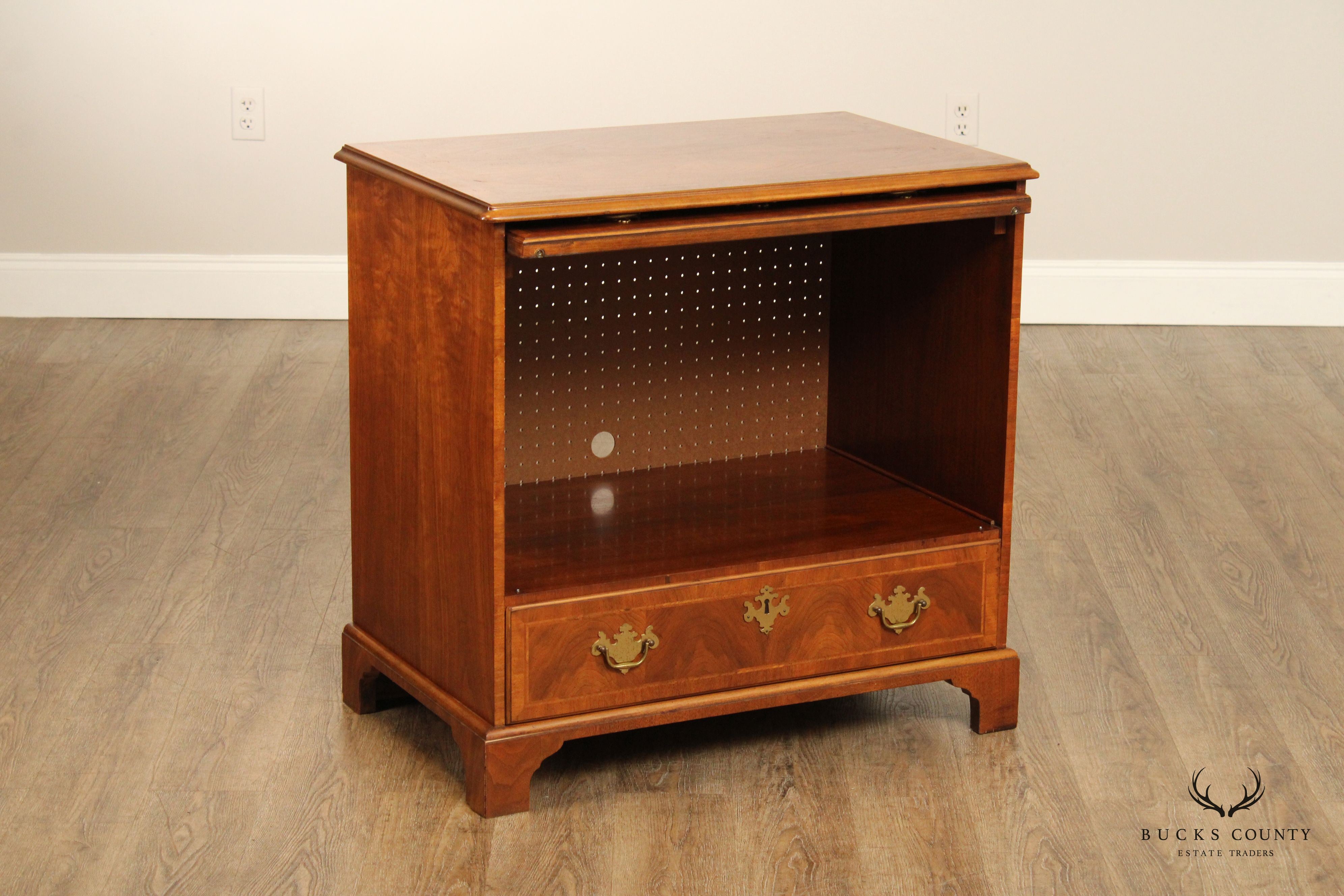 Baker Chippendale Style Walnut TV Chest