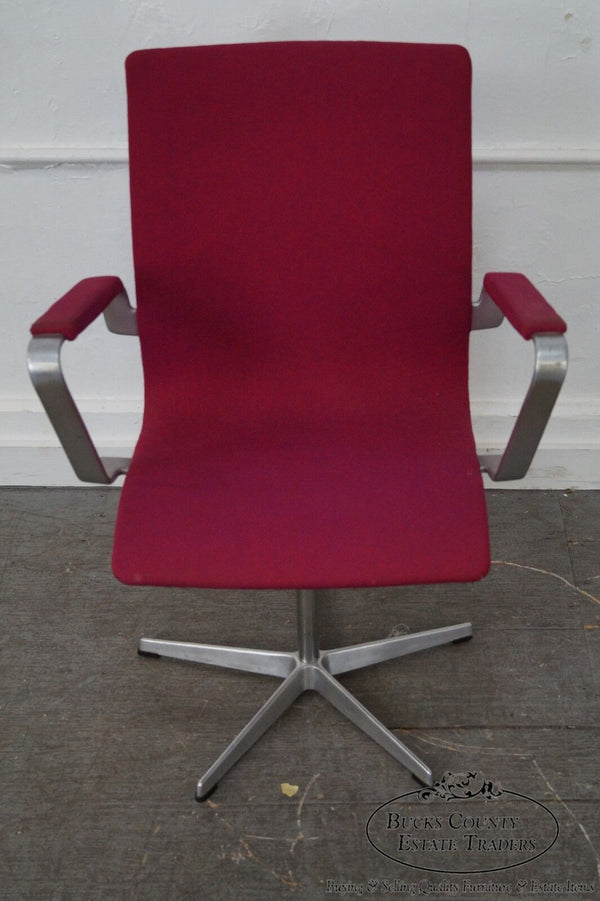 Fritz Hansen Mid Century Modern Swivel Oxford Aluminum Frame Office Arm Chair