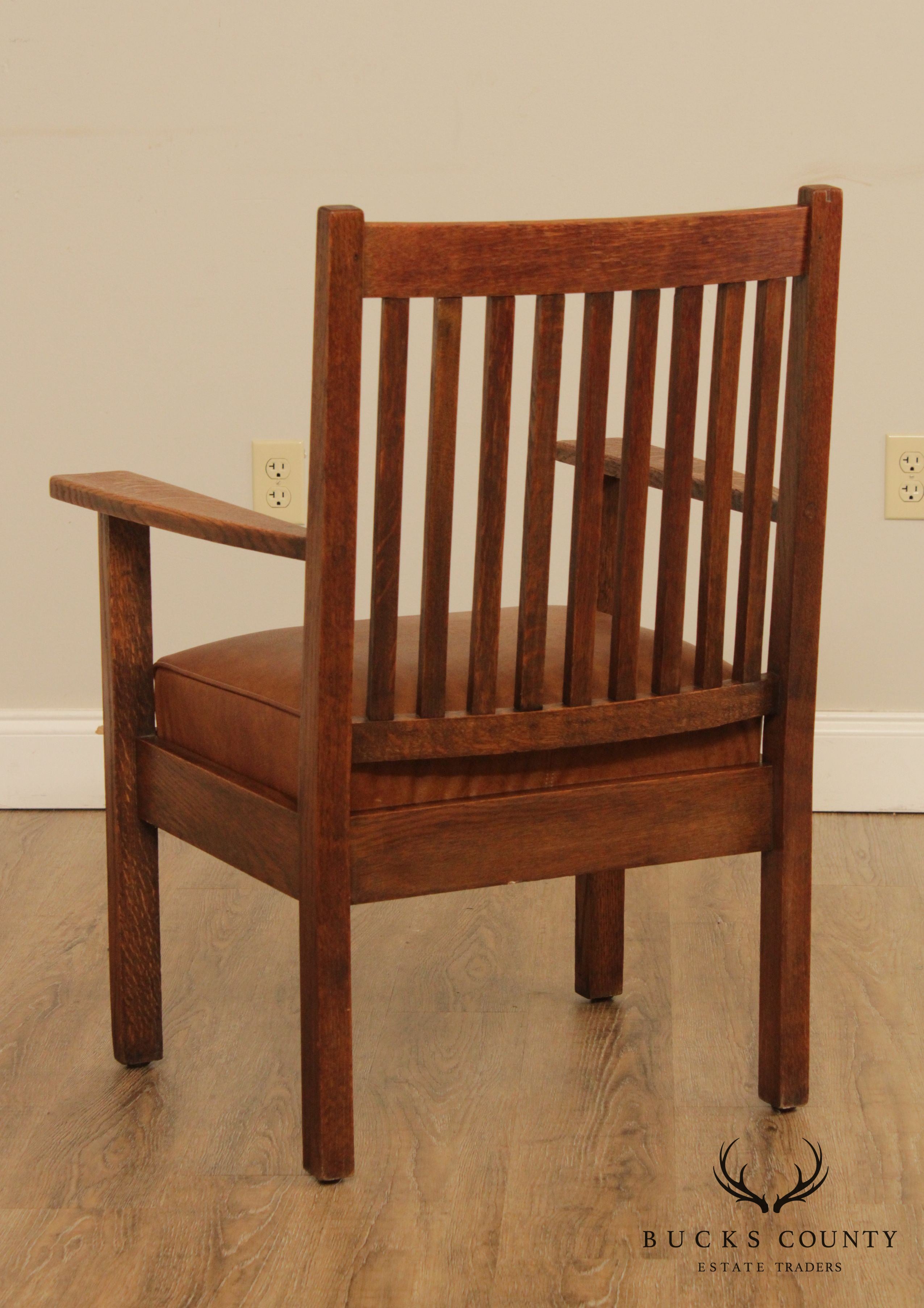 Antique Mission Oak Spindle Back Armchair