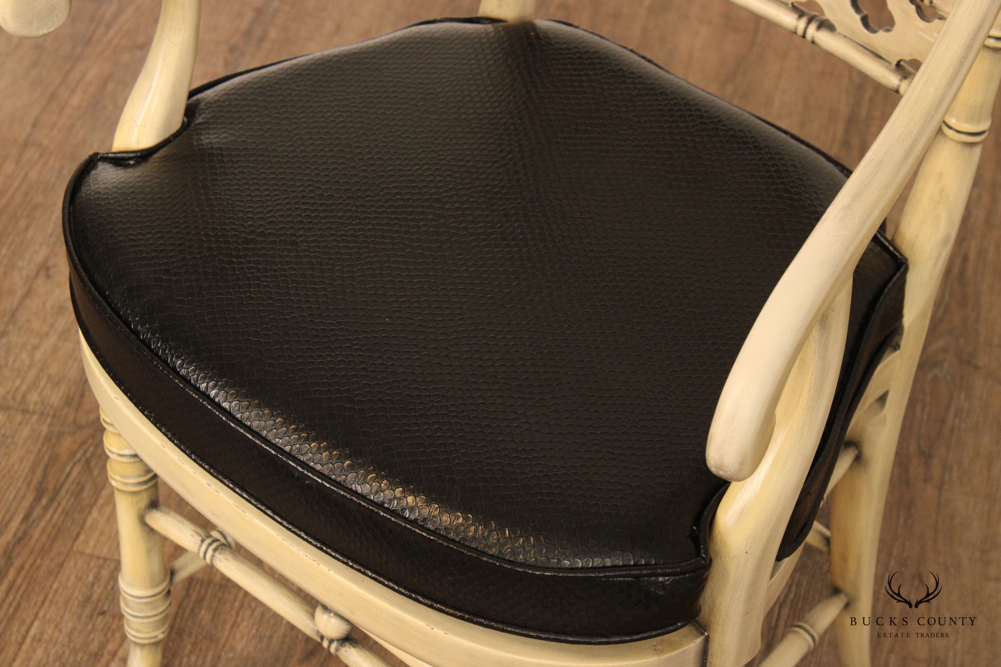 Faux Bamboo Frame Vintage Pair Of Painted Armchairs