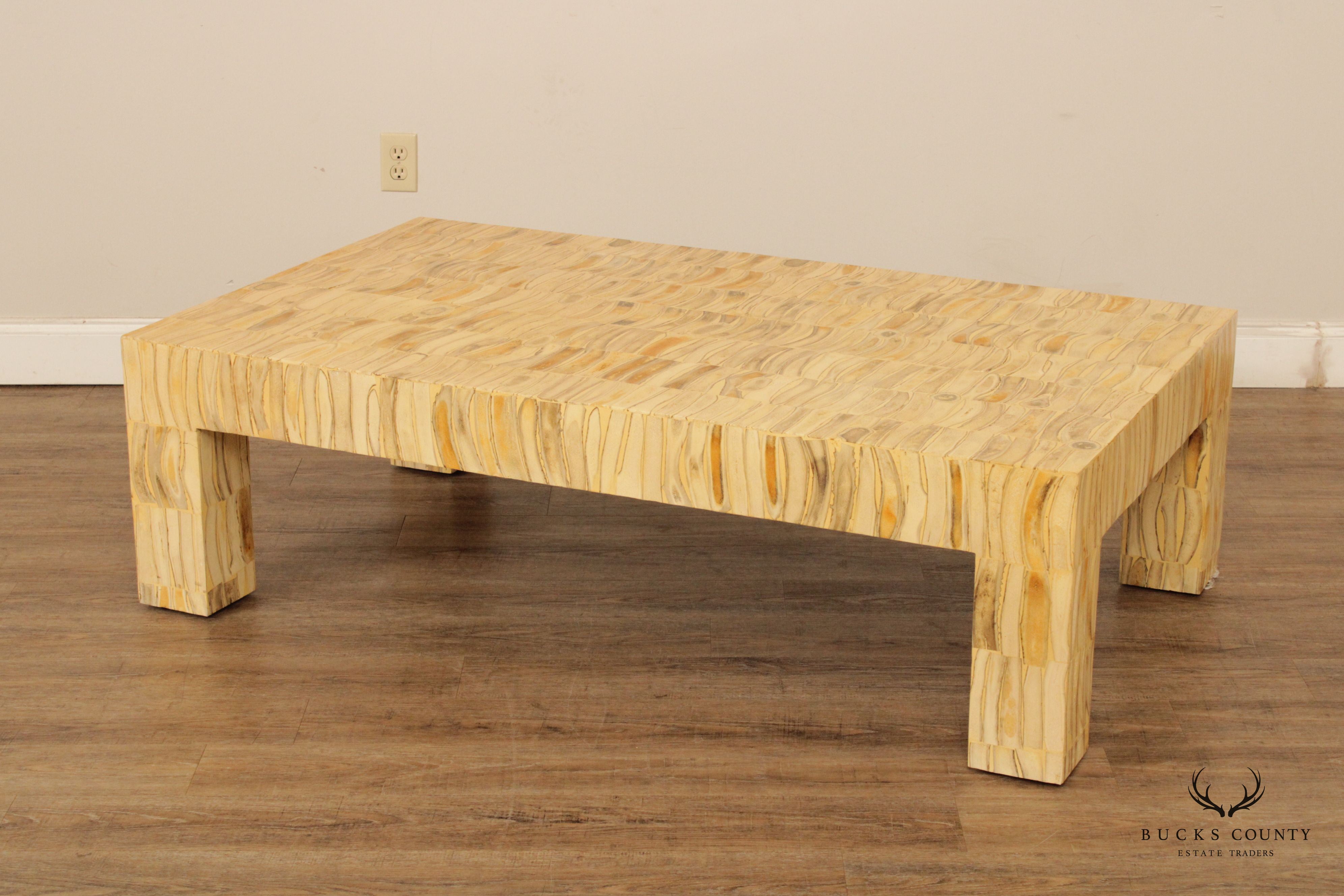 Mid Century Modern Tessellated Wood Large Coffee Table