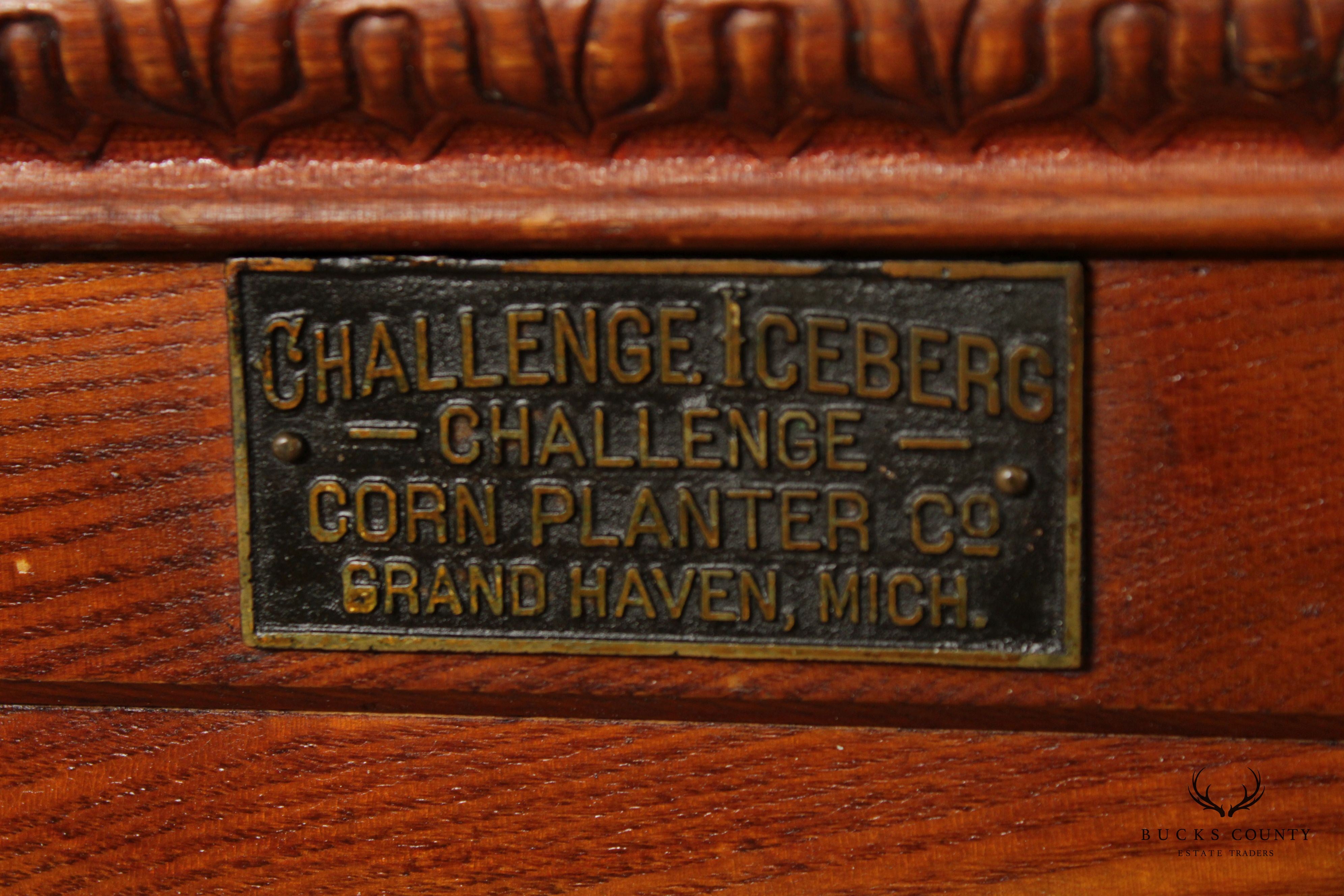Antique Challenge Iceberg Oak and Tin Lift Lid Icebox