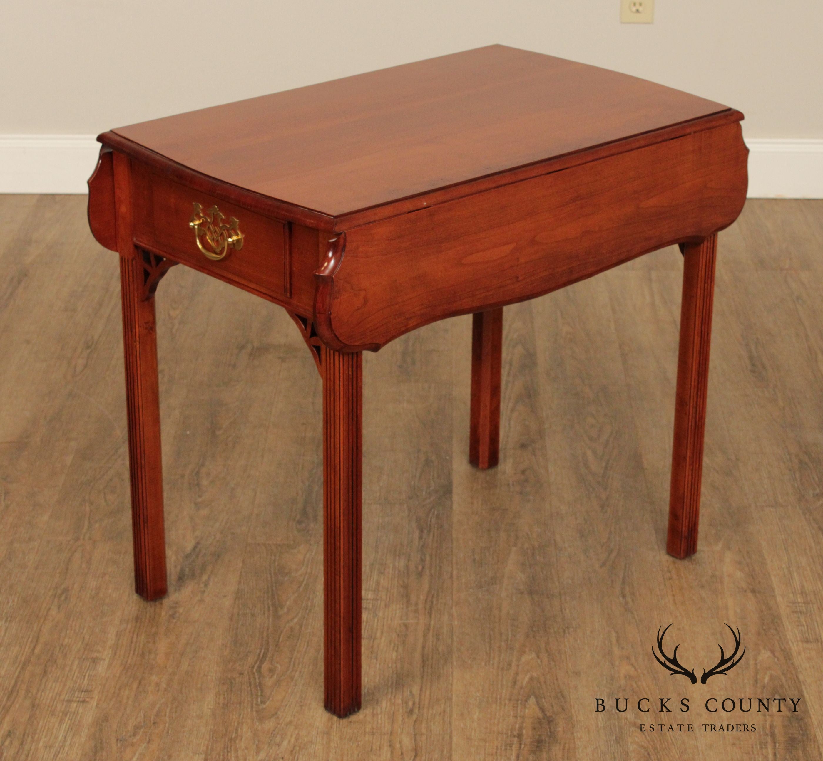 Chippendale Style Custom Crafted Cherry Drop Leaf Pembroke Table