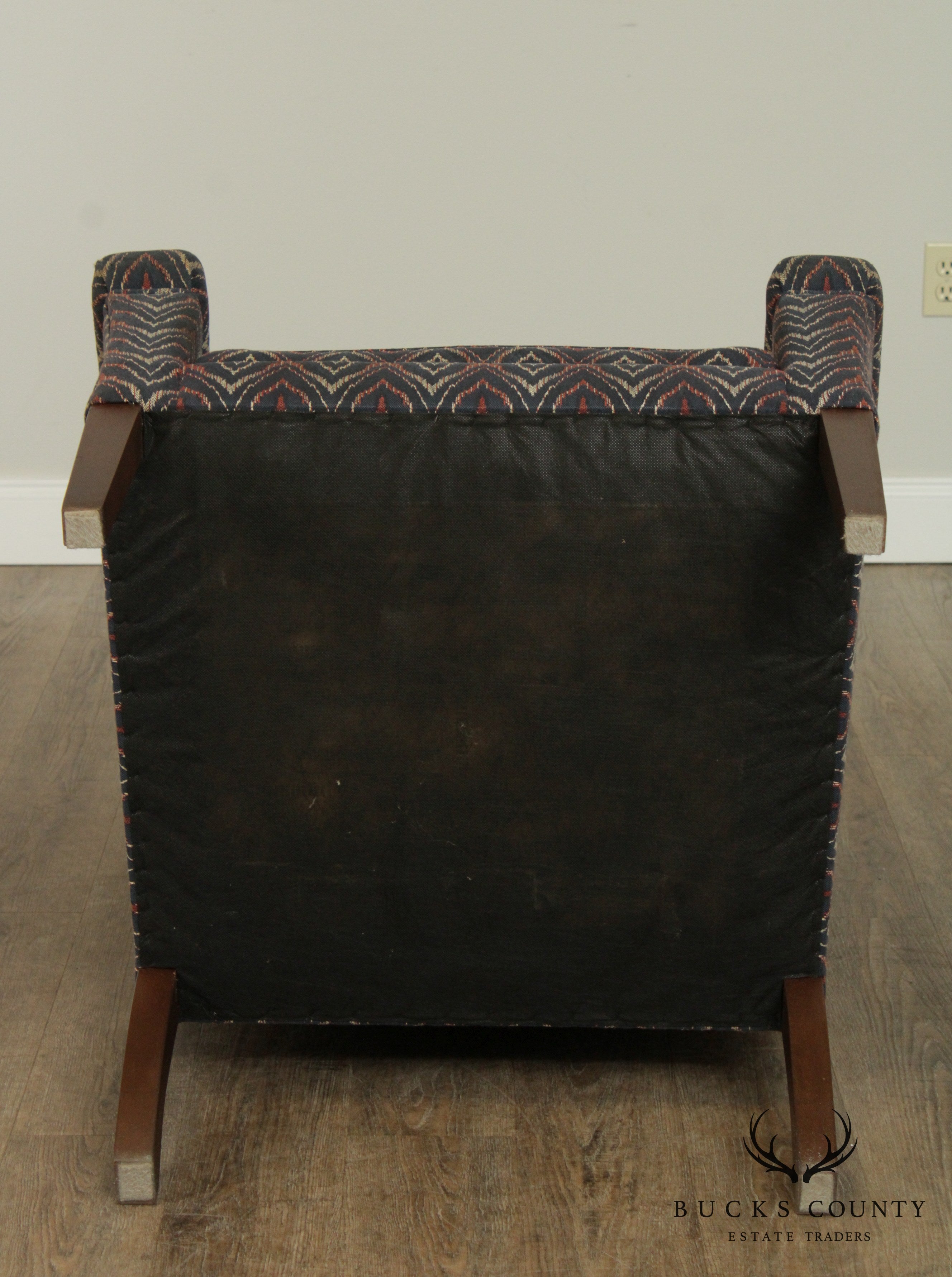 George III Style Custom Flame Stitch Upholstered Wing Chair
