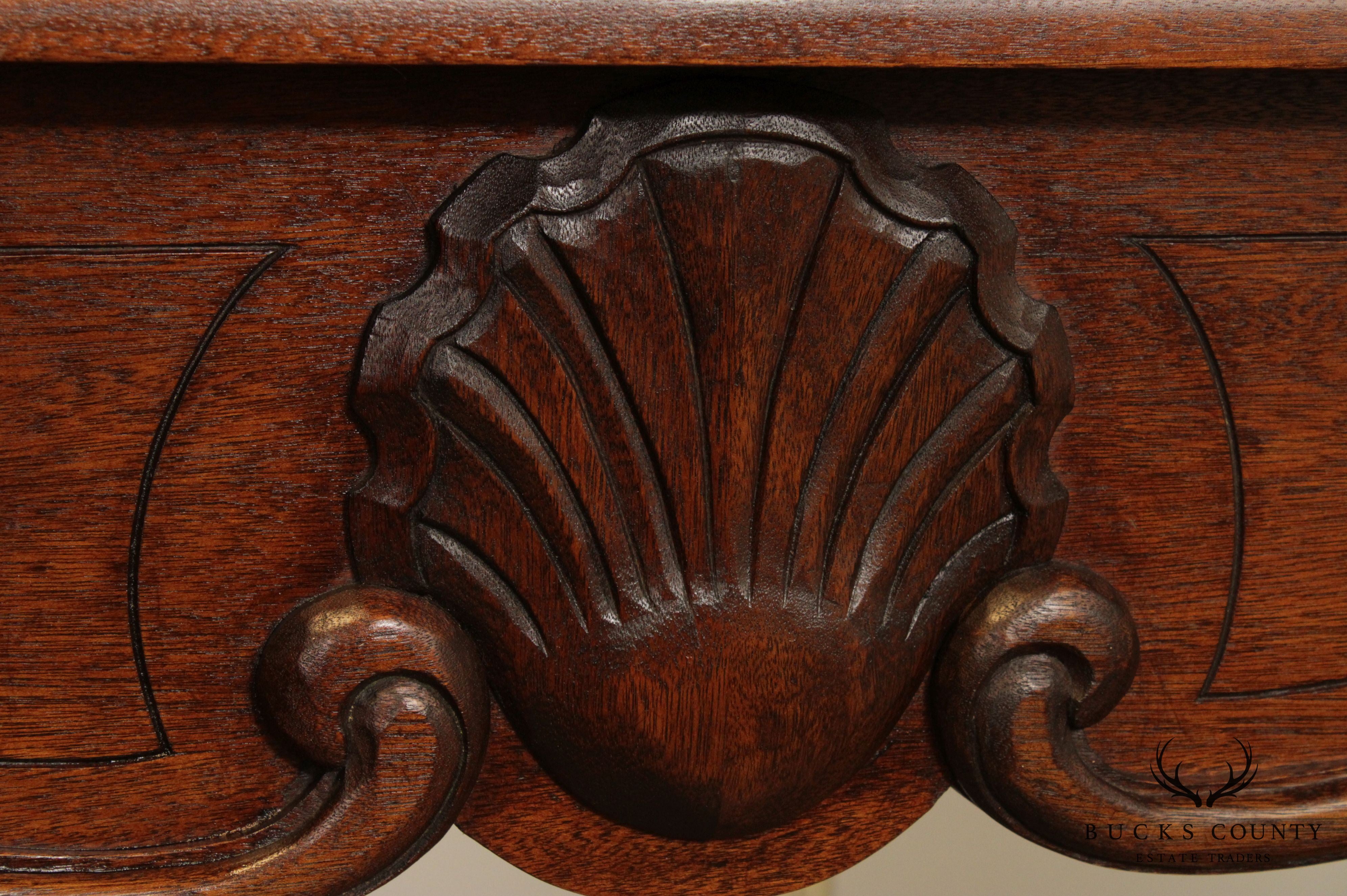 Custom Quality Mahogany Shell-Carved Fireplace Mantel