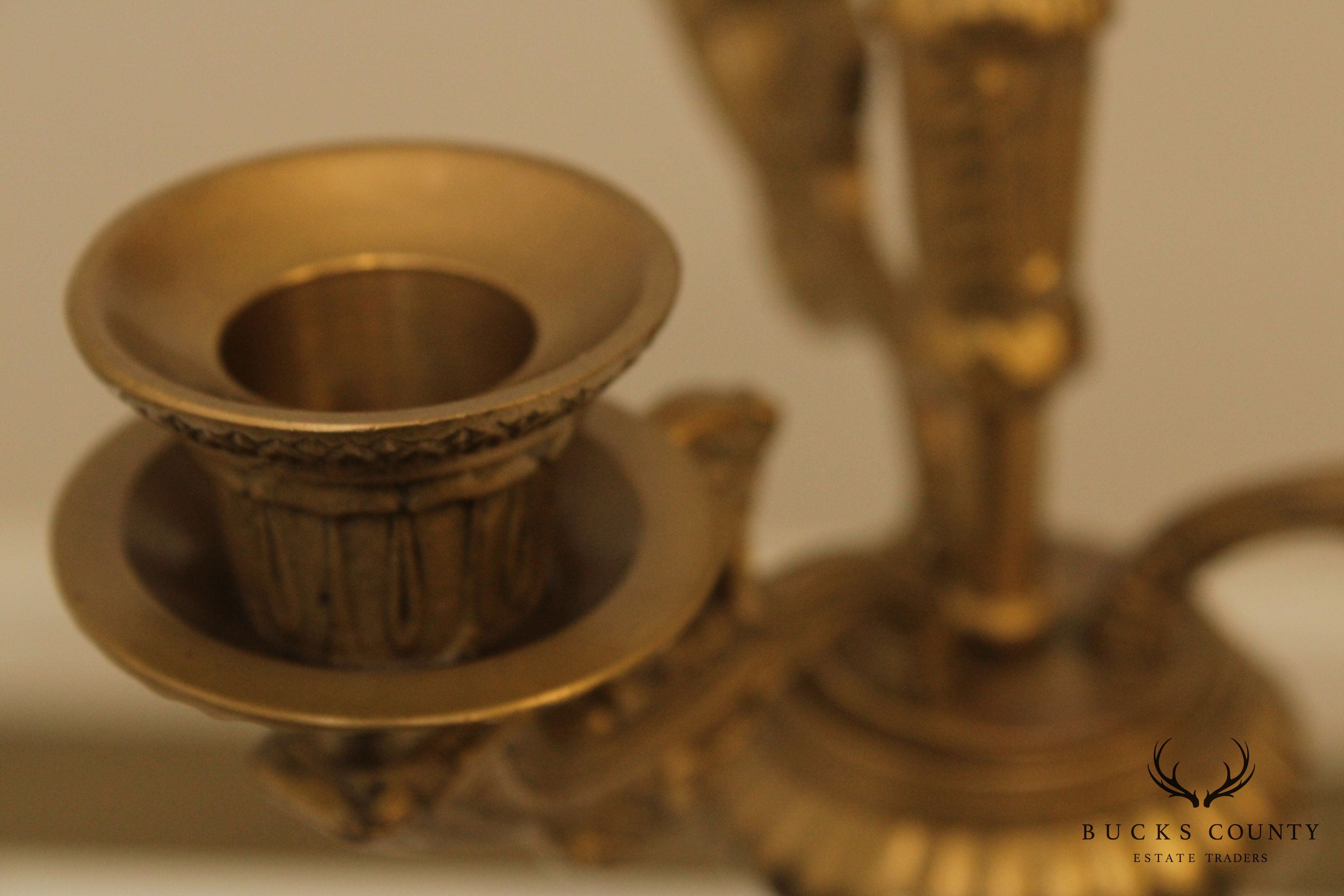 French Empire Style Pair Bronze Candelabra
