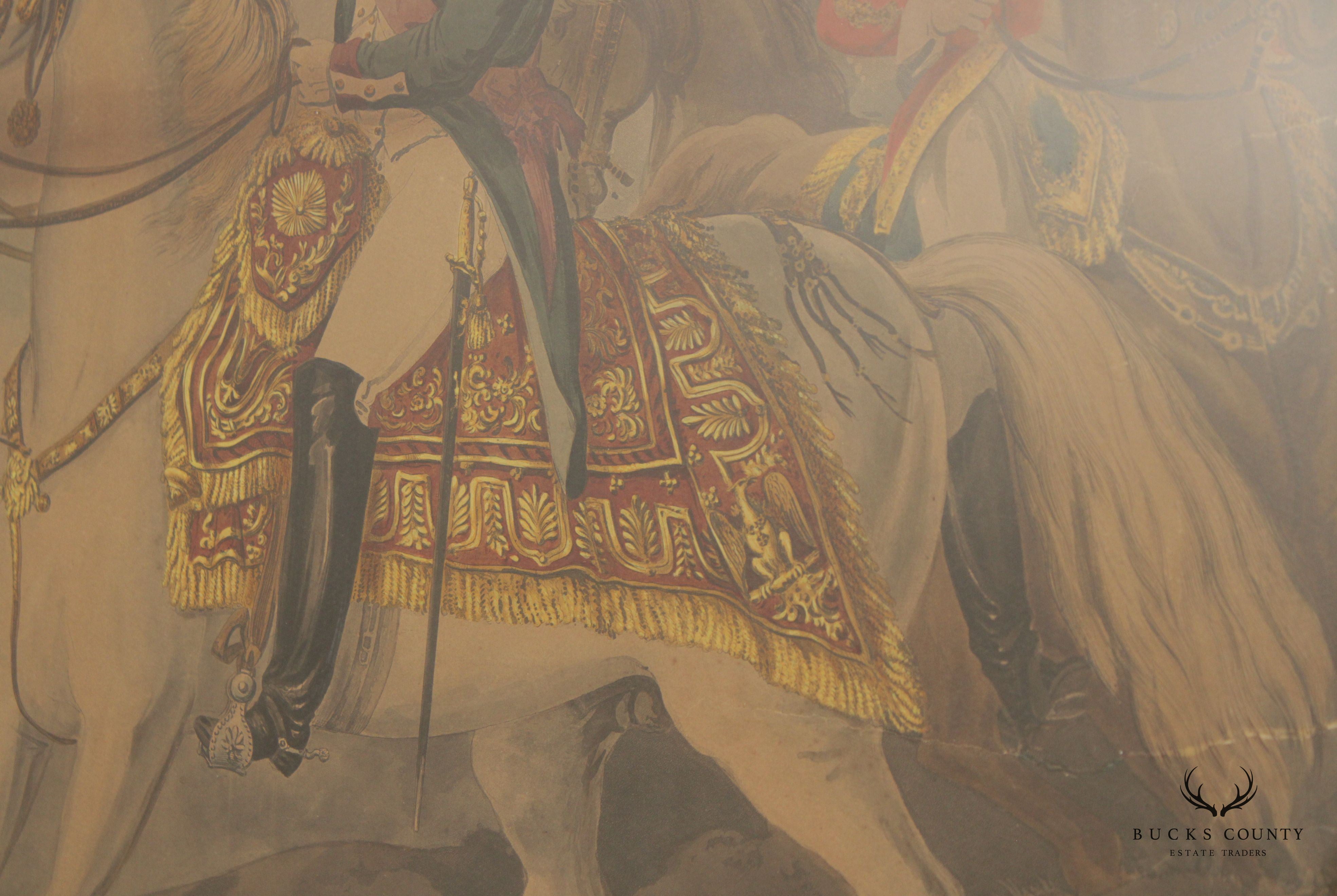 Equestrian Portrait of Napoleon Bonaparte Vintage Lithograph Print, After Charles François Gabriel Levachez