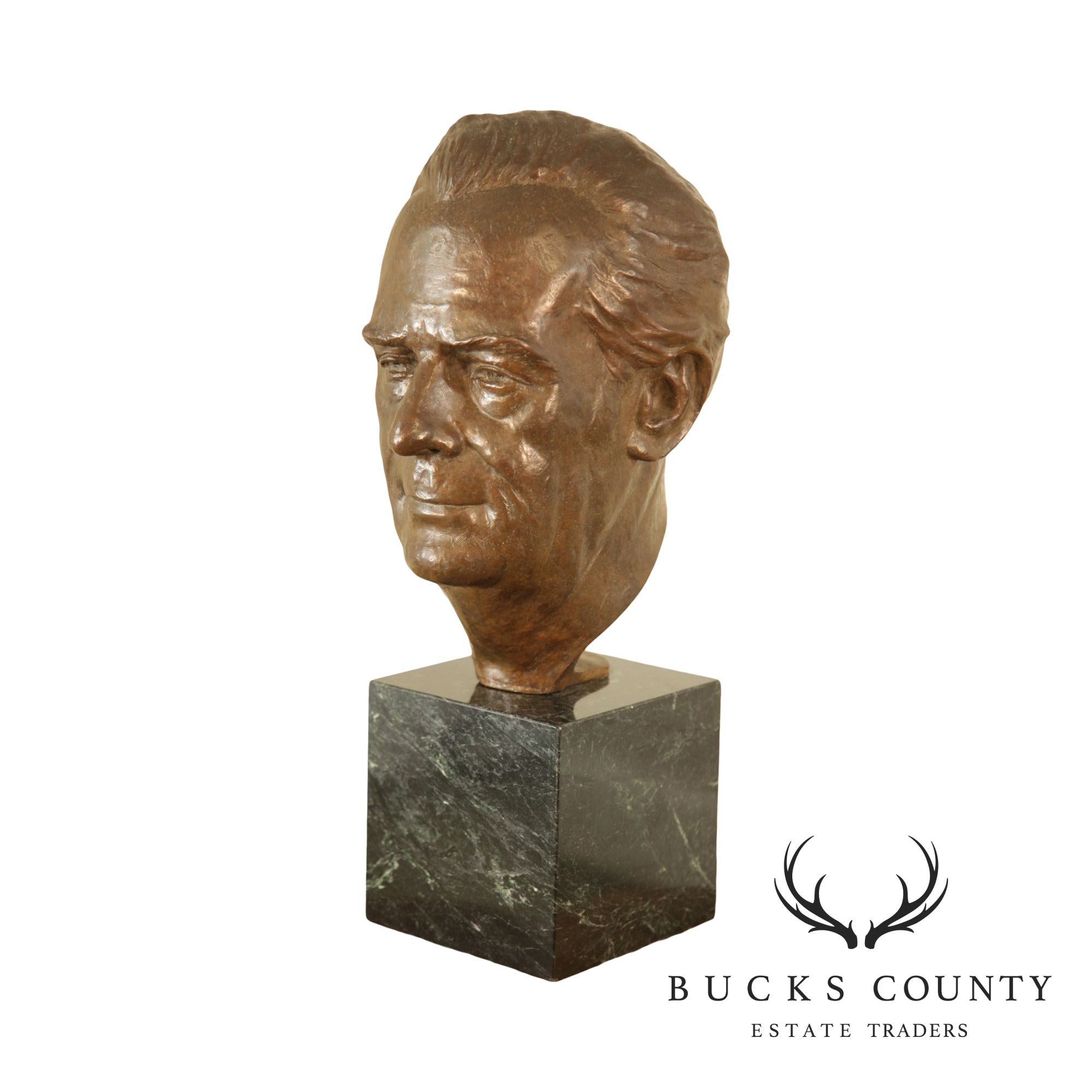 Lawrence Ludtke 1980s Bronze Male Bust Portrait