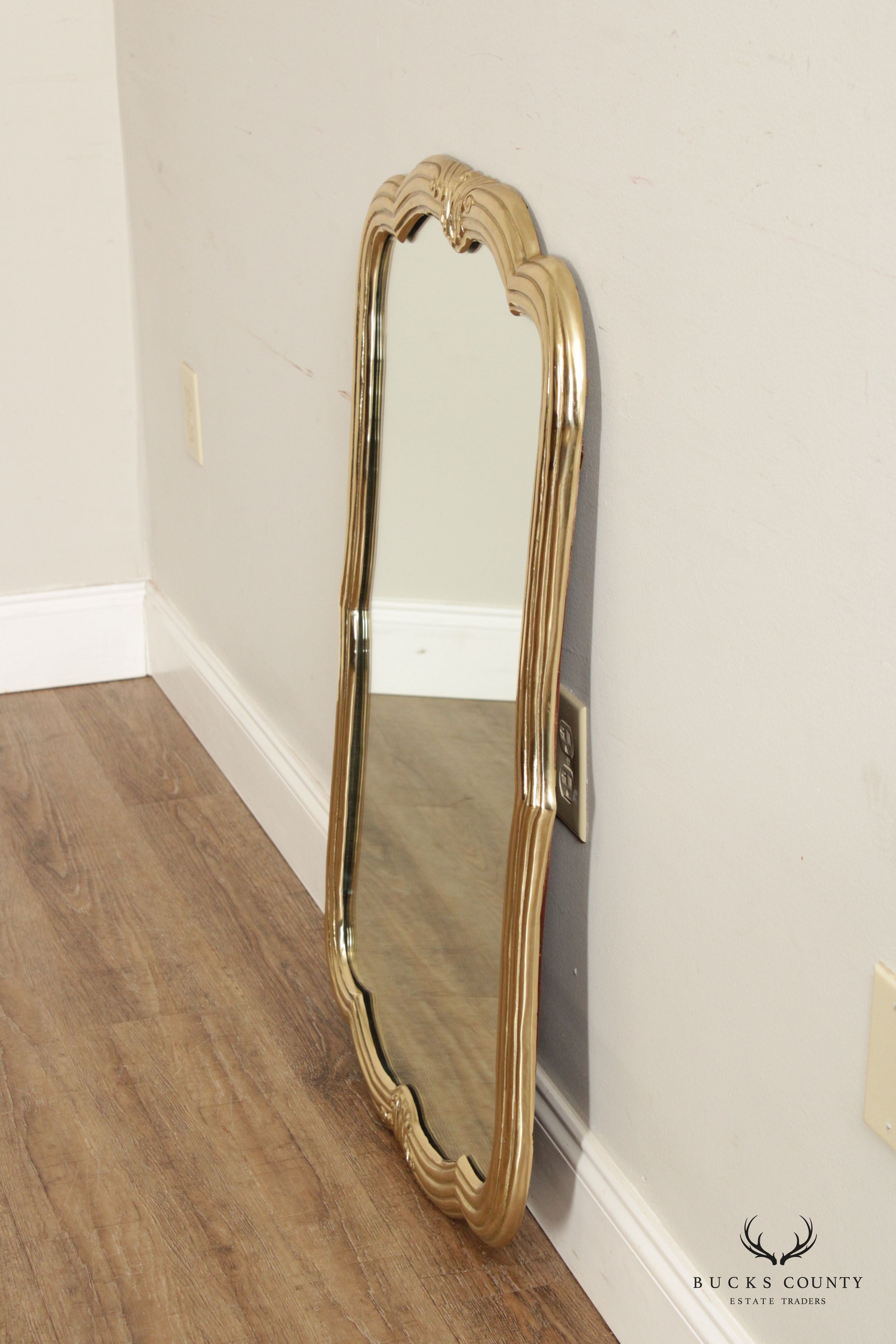 Decorative Crafts Inc. Hollywood Regency Lacquered Brass Wall Mirror