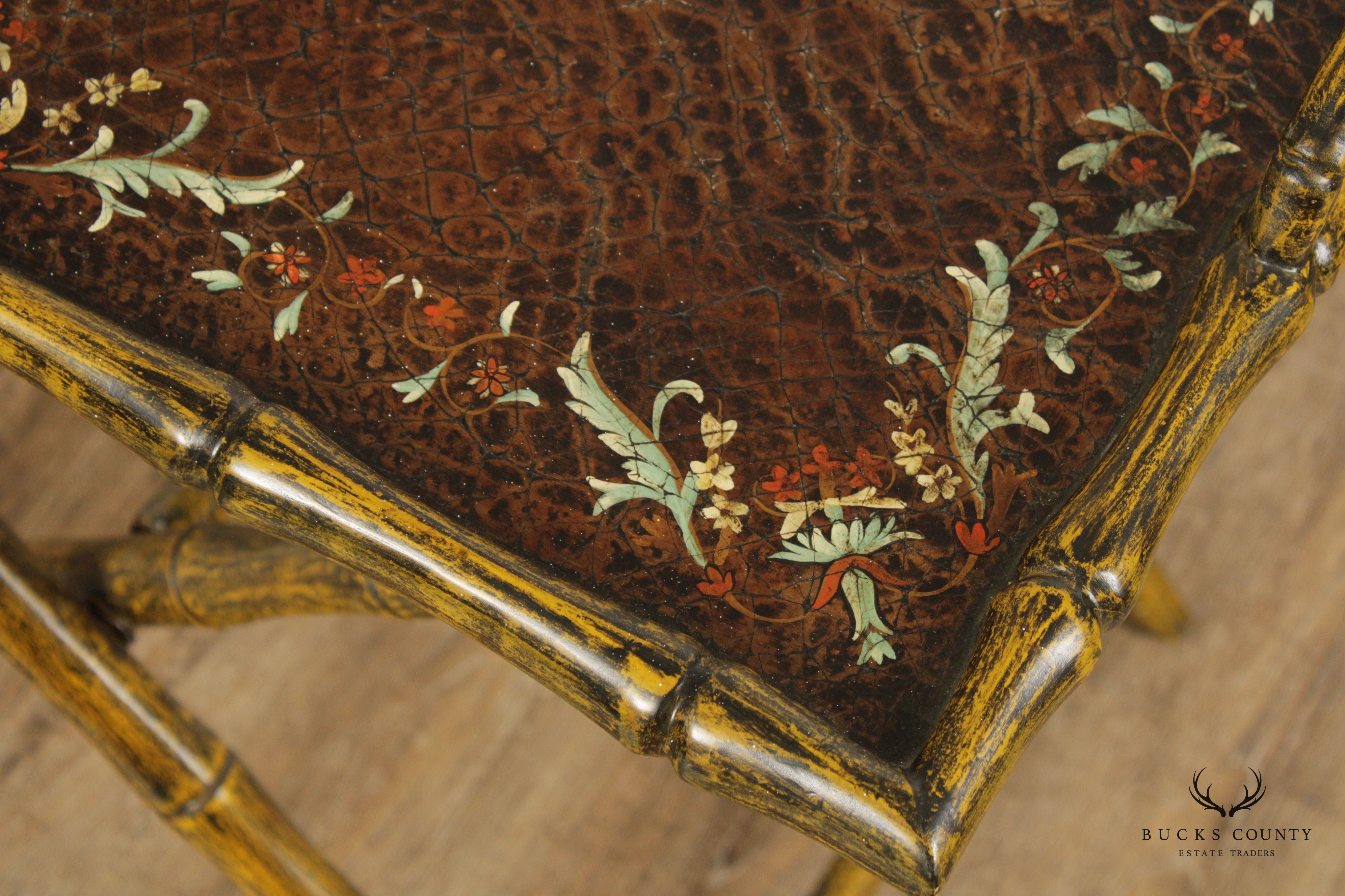Chinoiserie Style Faux Bamboo Folding Tray Table